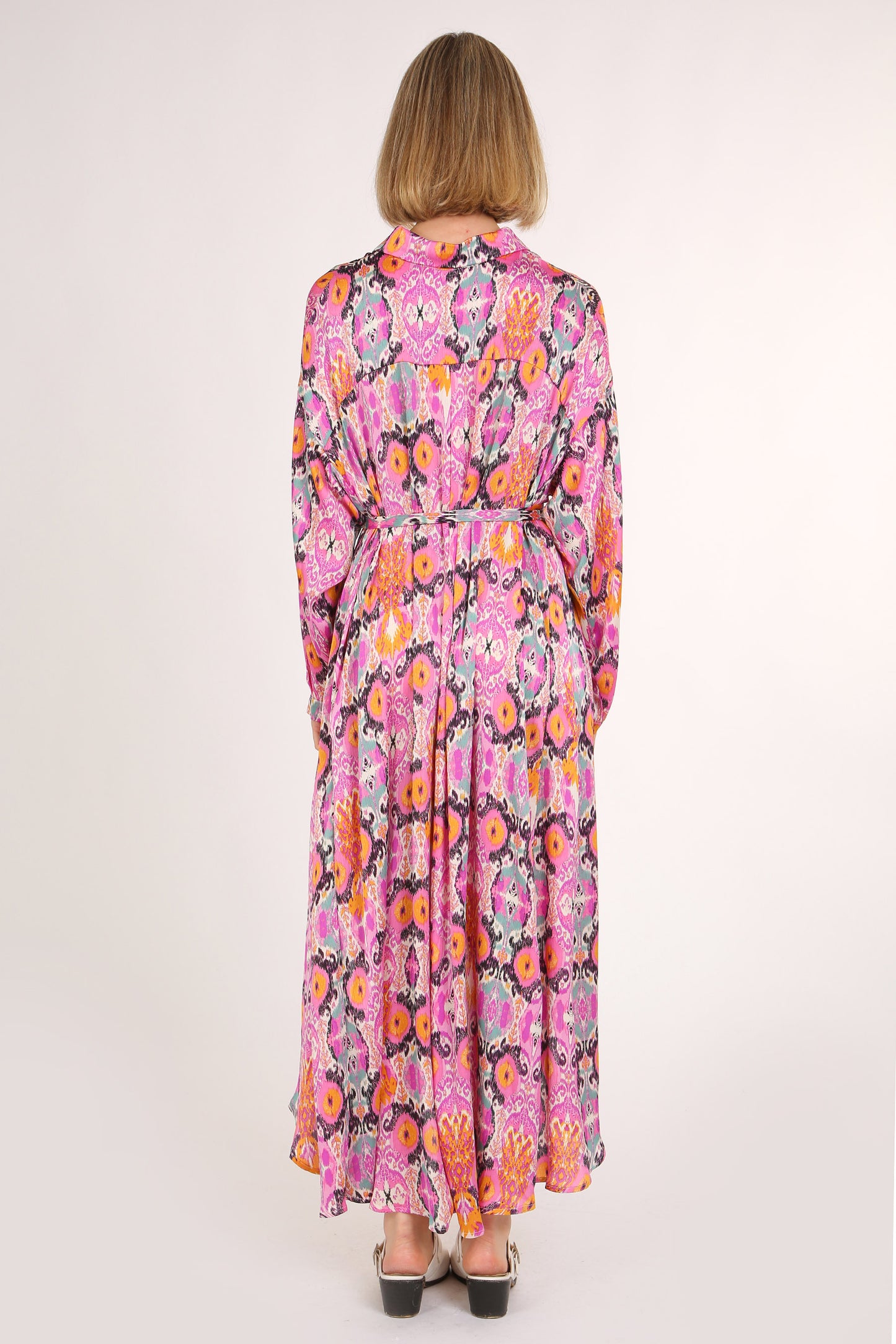 Evie Multicolor Print Collared High Low Midi Dress - Shop Beulah Style