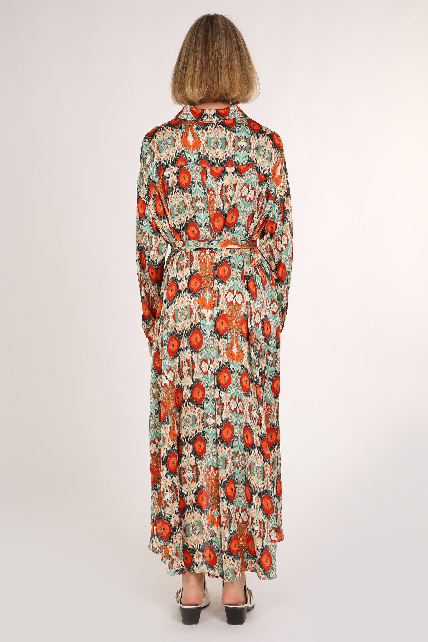 Evie Multicolor Print Collared High Low Midi Dress - Shop Beulah Style