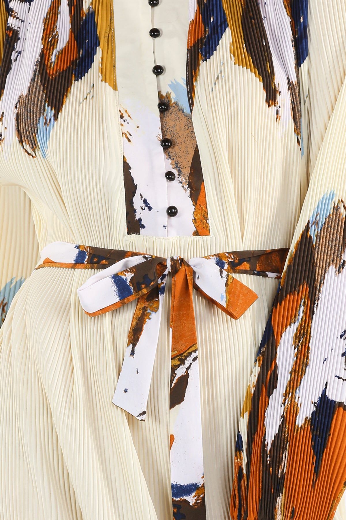 Ley Multicolor Abstract Printed Pleat Maxi Dress - Shop Beulah Style