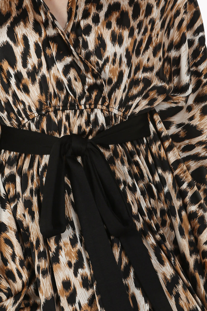 Alice Belted V-Neck Wrap Leopard Print Maxi Dress - Shop Beulah Style