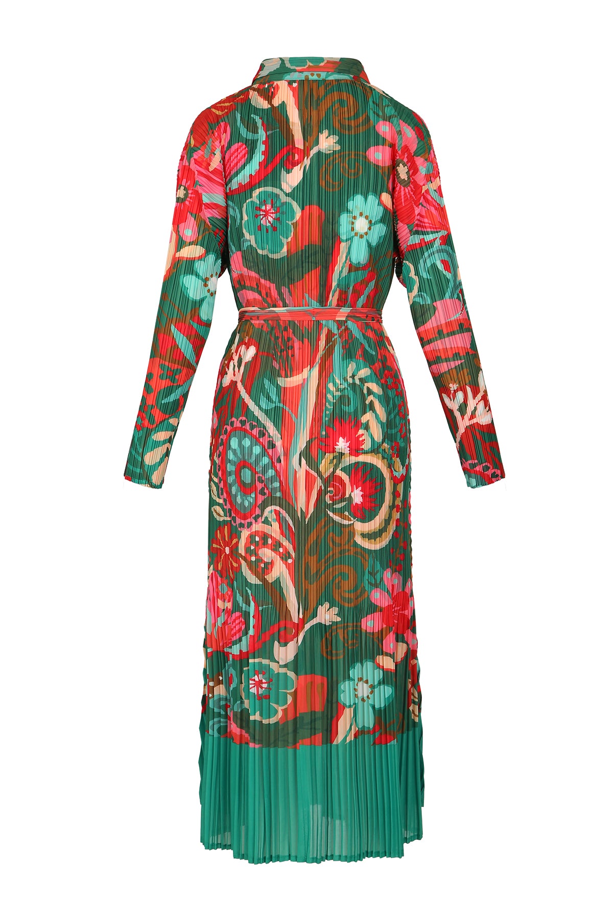 Terri Modern Painted Floral Print Pleats Maxi Shirt Dress - Shop Beulah Style