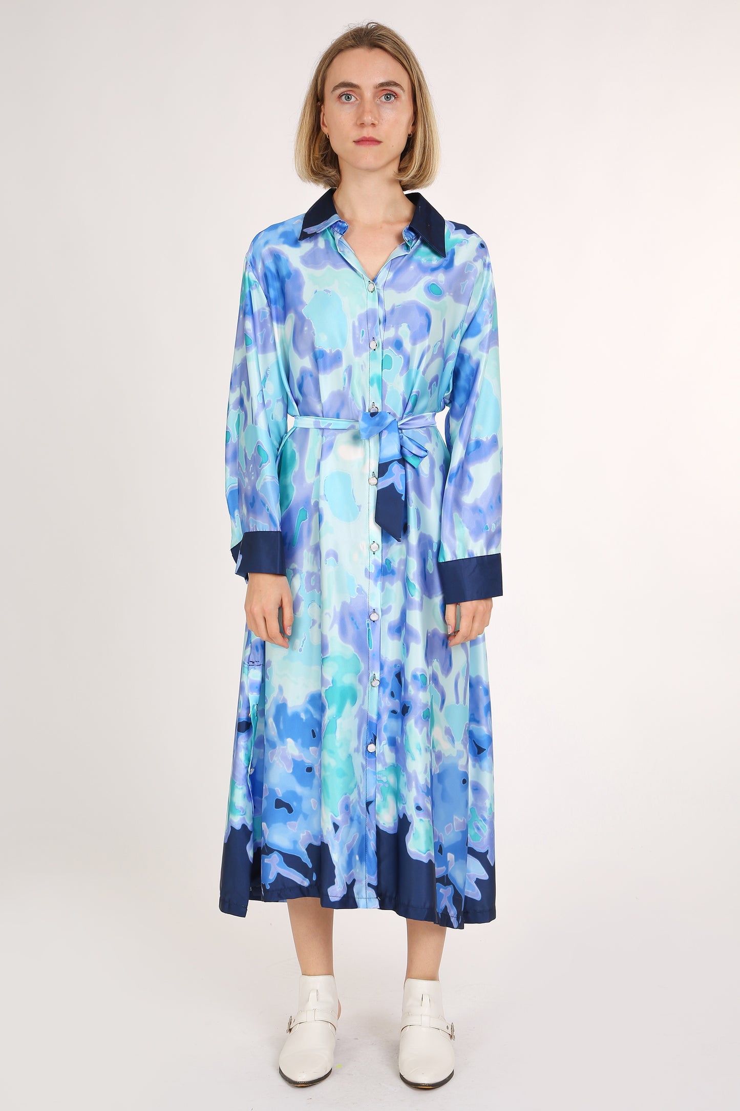 Jovany Multi Print Faded Tie Dye Maxi Shirt Dress - Shop Beulah Style