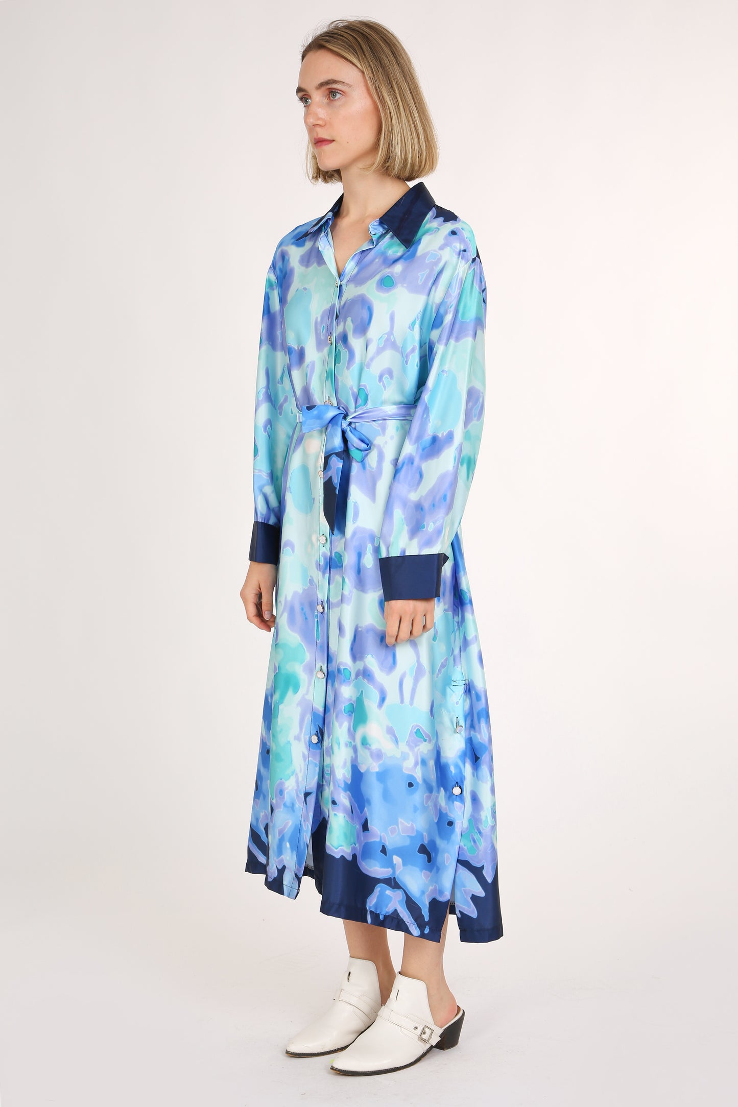 Jovany Multi Print Faded Tie Dye Maxi Shirt Dress - Shop Beulah Style