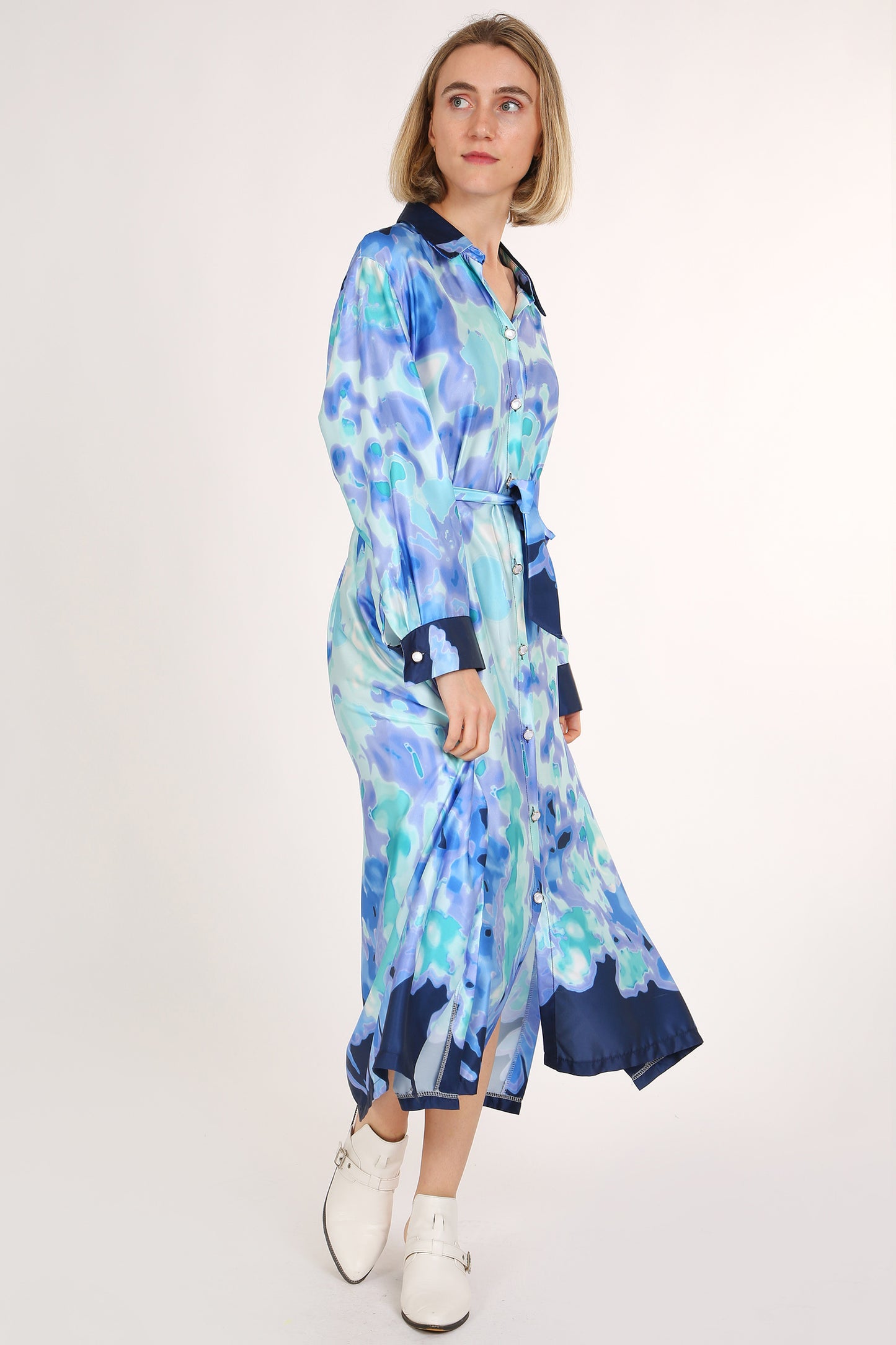 Jovany Multi Print Faded Tie Dye Maxi Shirt Dress - Shop Beulah Style