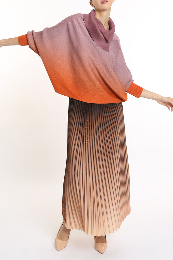 Cally Dual Tone Gradation Pleated Tunic Top - Shop Beulah Style