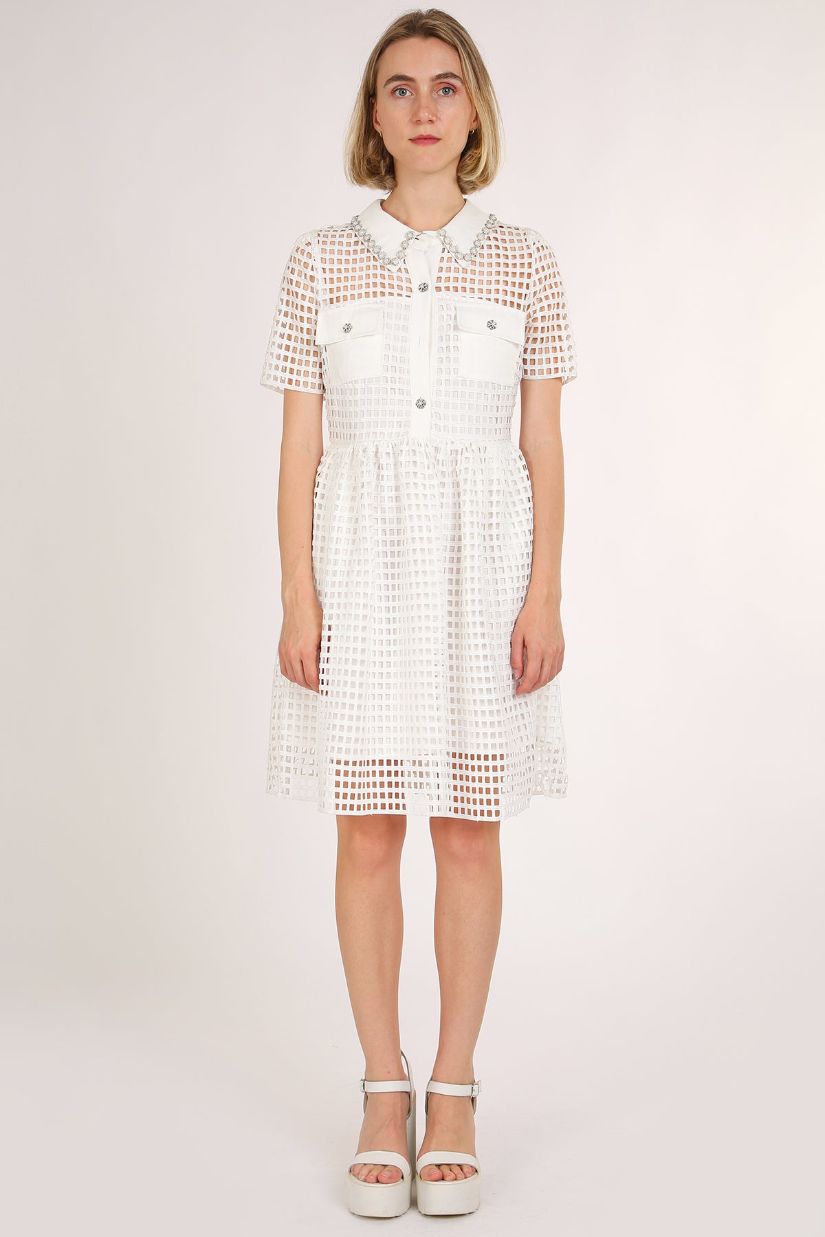 Maisie Lace Hollow Out Net Elegant Midi Dress - Shop Beulah Style