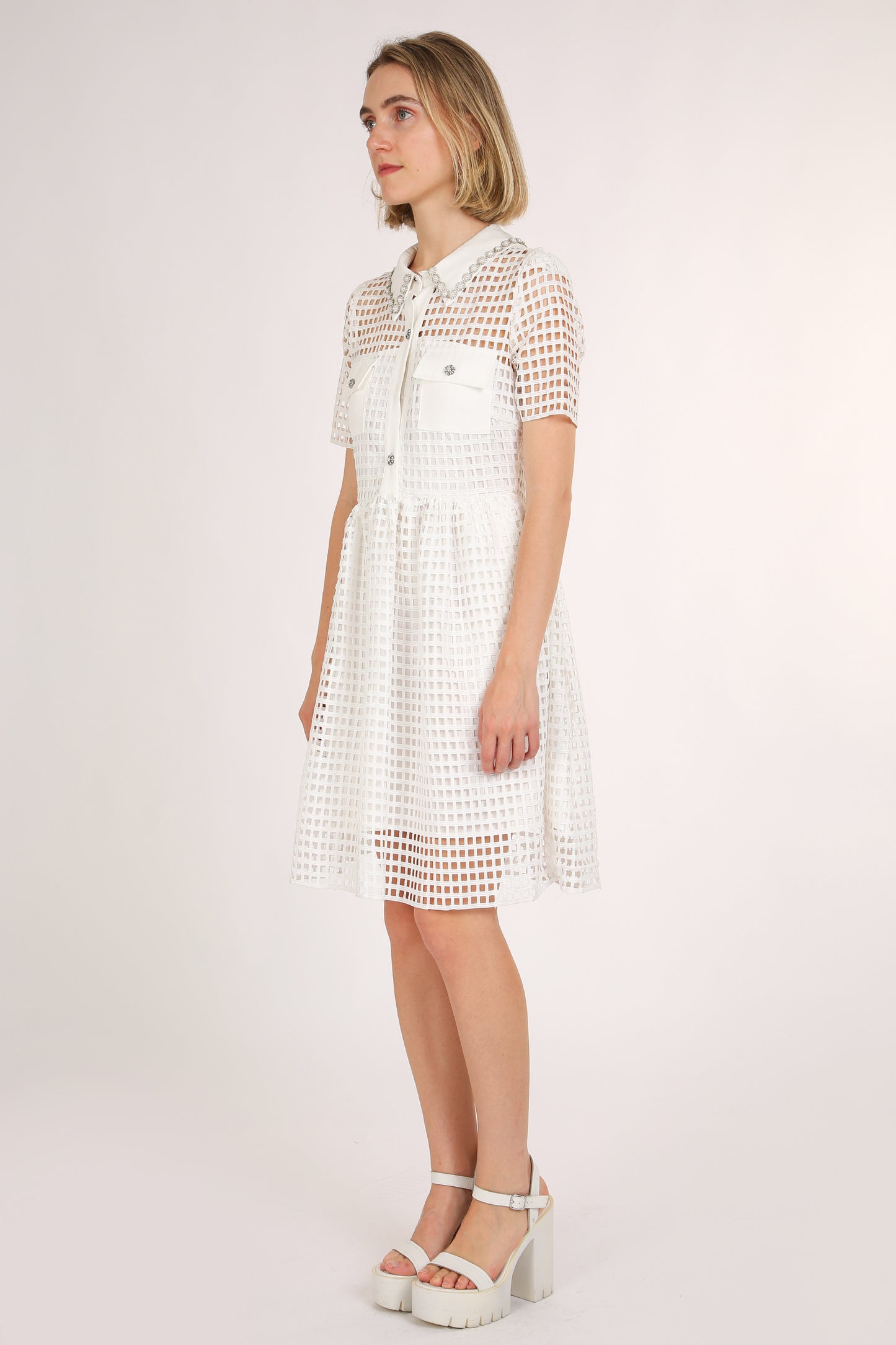 Maisie Lace Hollow Out Net Elegant Midi Dress - Shop Beulah Style