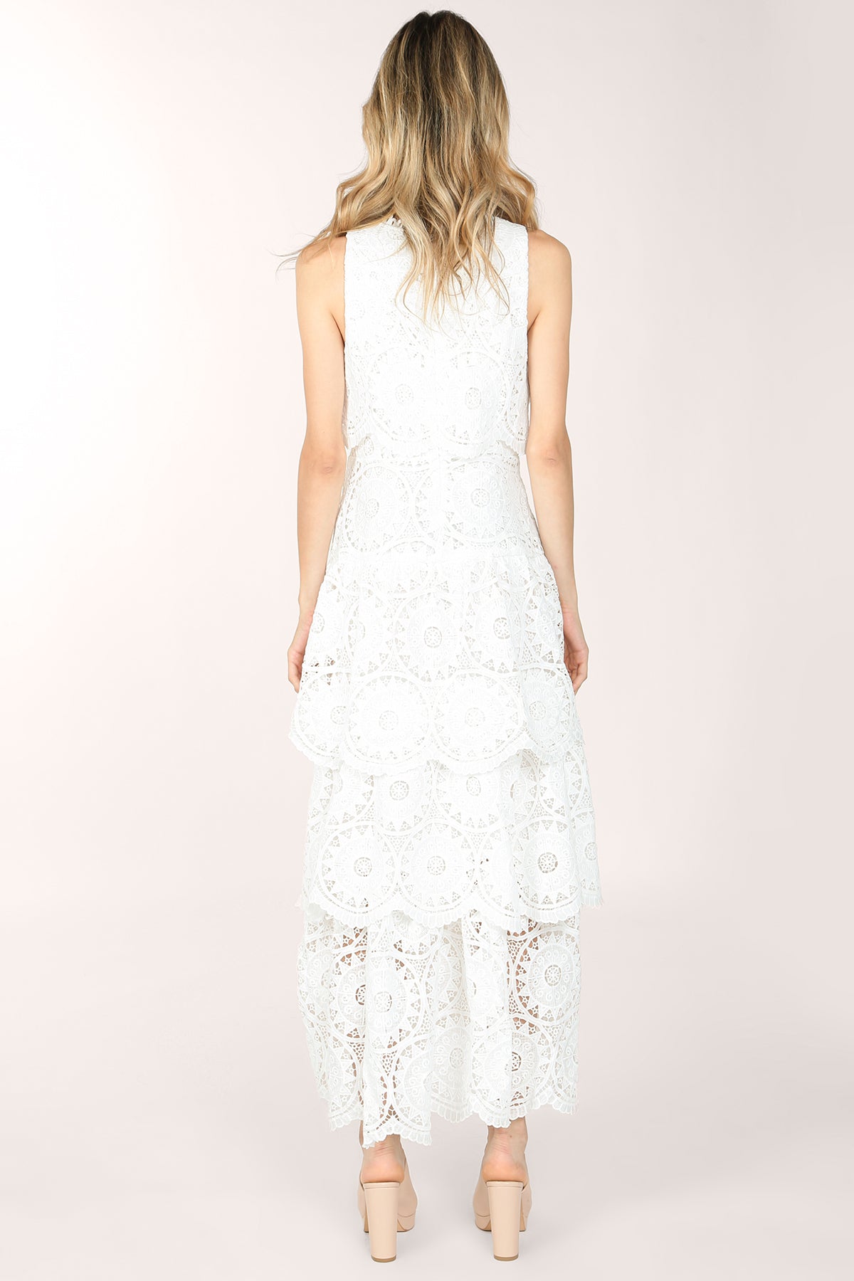Penelope Sleeveless V-Neck Eyelet Lace Maxi Dress - Shop Beulah Style