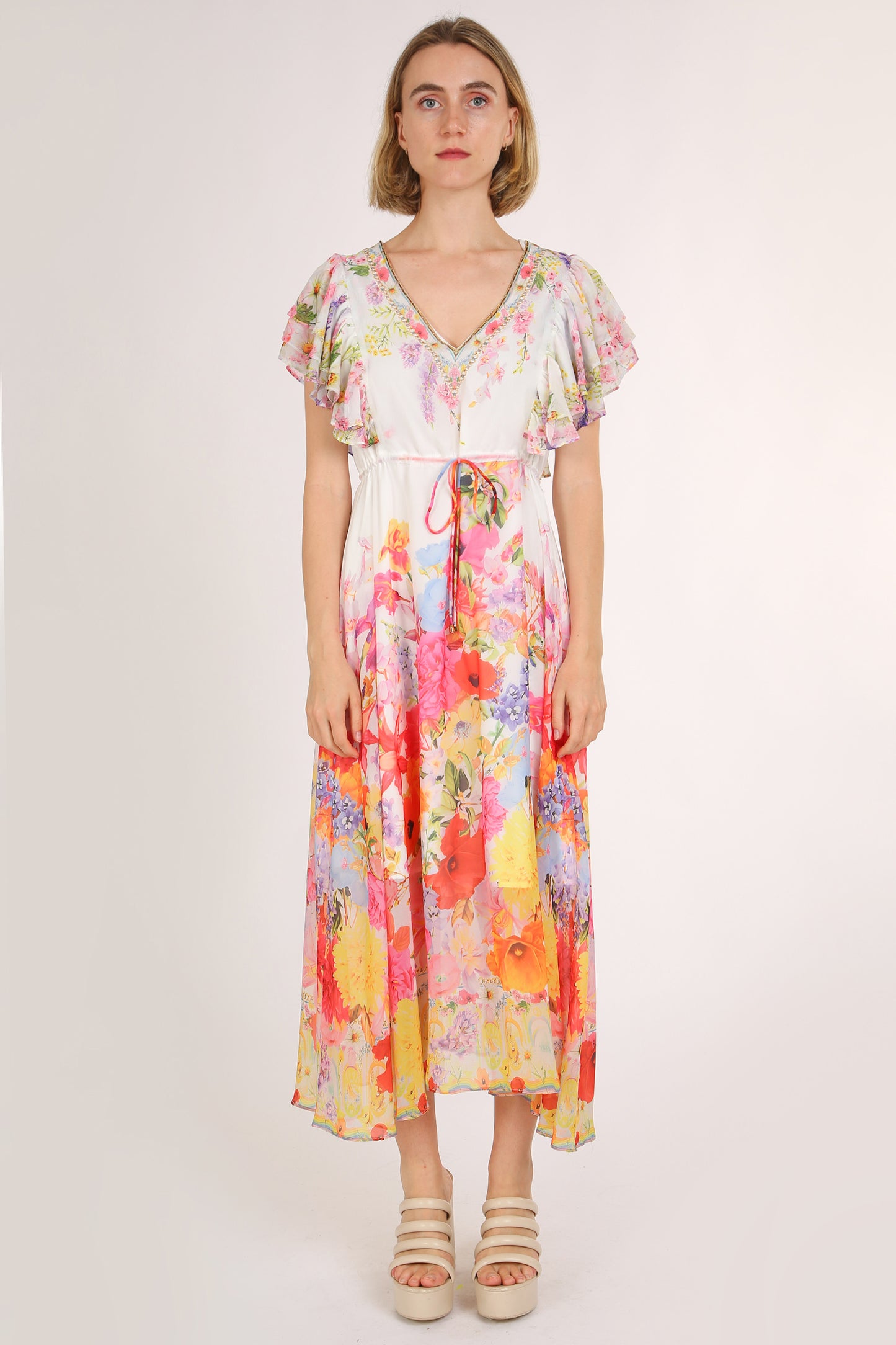 Korbin Multicolor Floral Printed V-Neck Dress - Shop Beulah Style