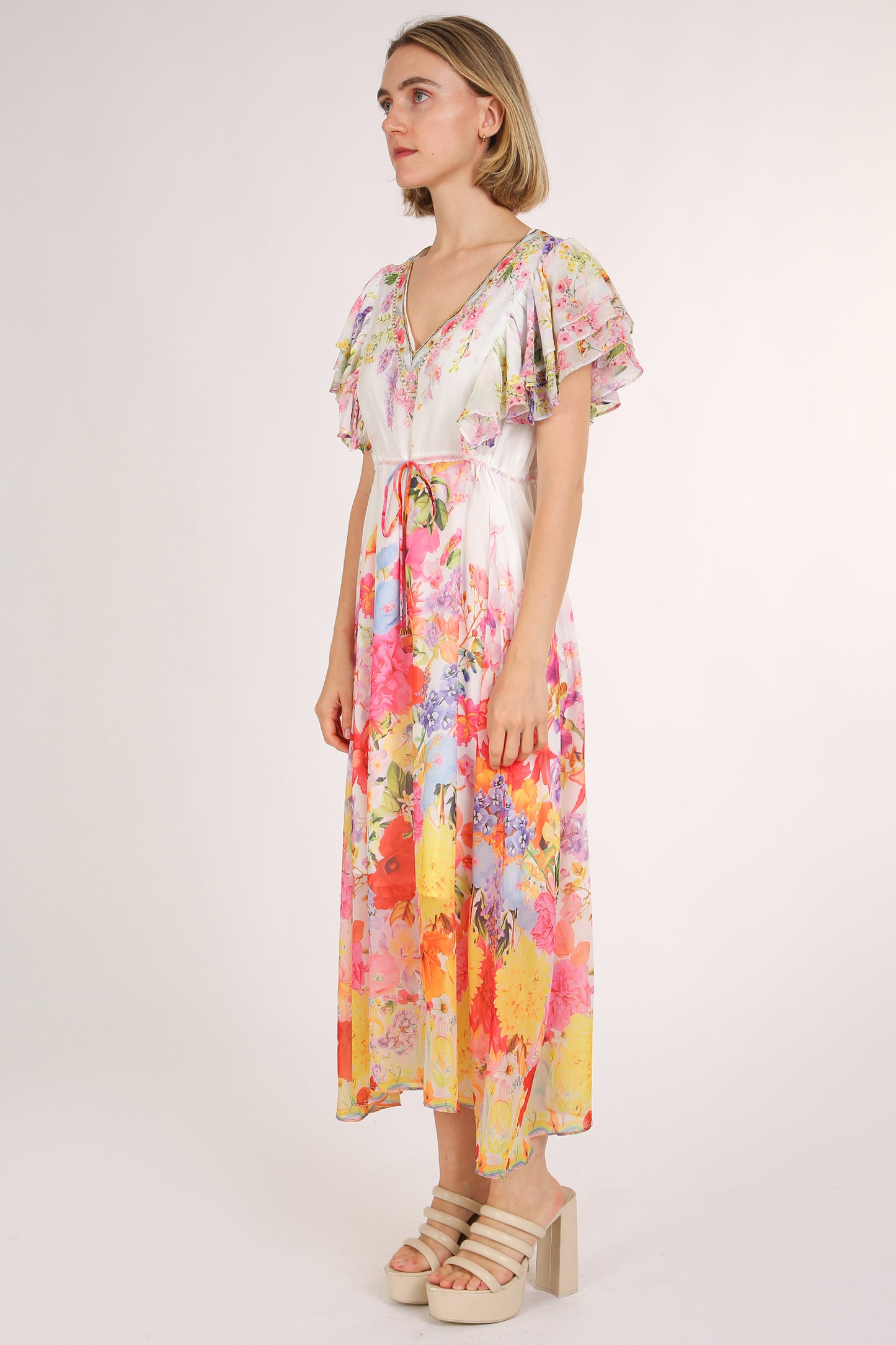 Korbin Multicolor Floral Printed V-Neck Dress - Shop Beulah Style