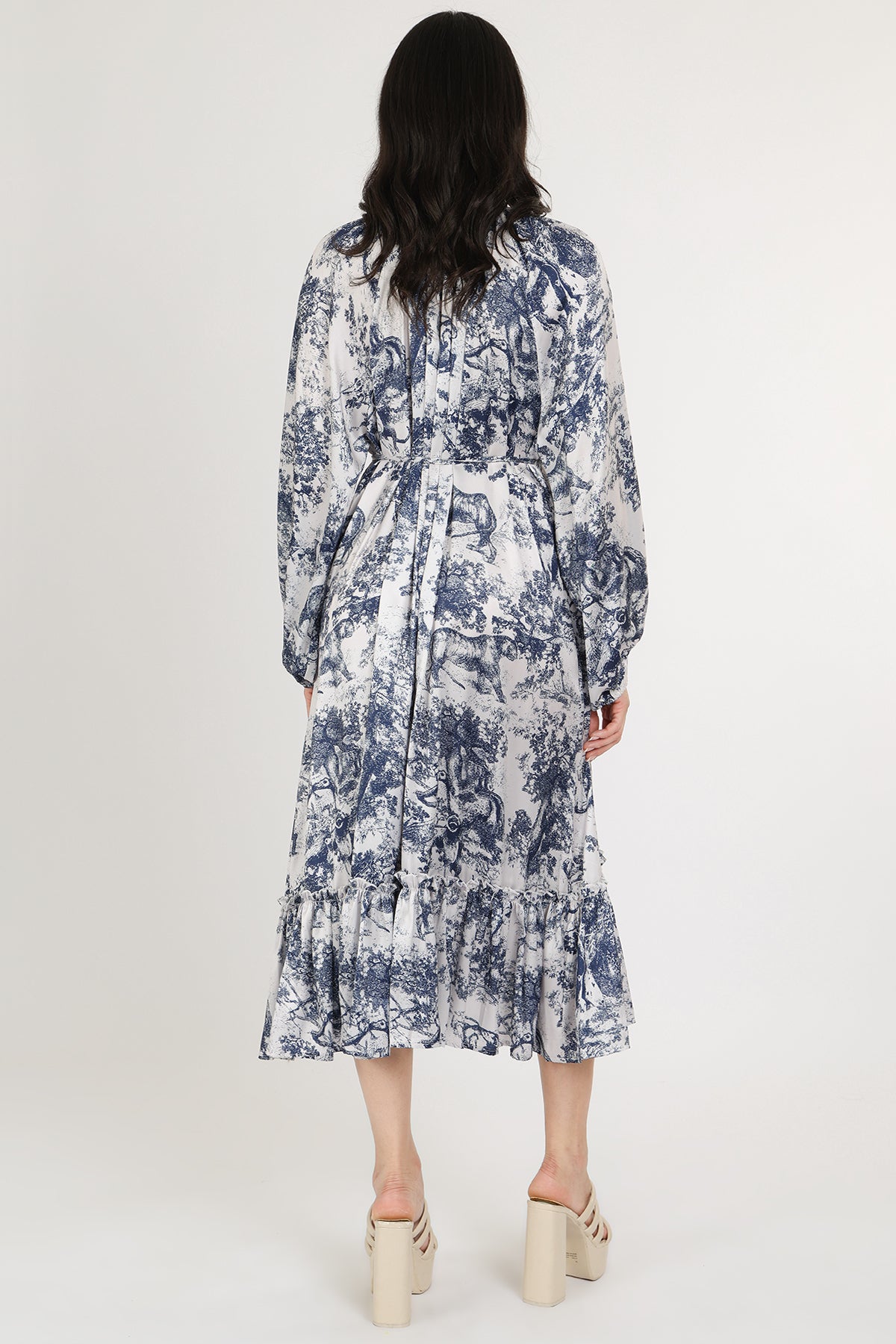 Aaron Safari Animal Print Volume Bowtie Midi Dress - Shop Beulah Style