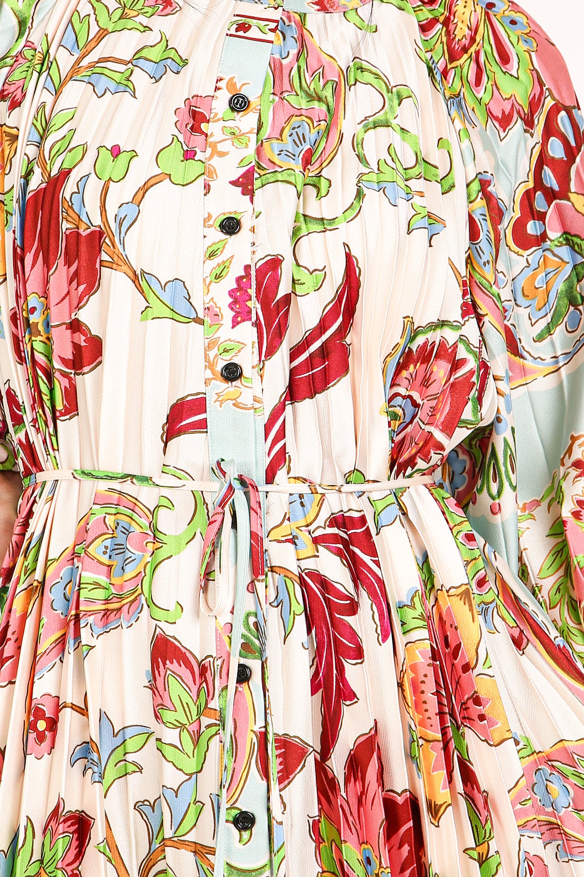 Anderson Multicolor Botanic Print Pleated Maxi Dress - Shop Beulah Style