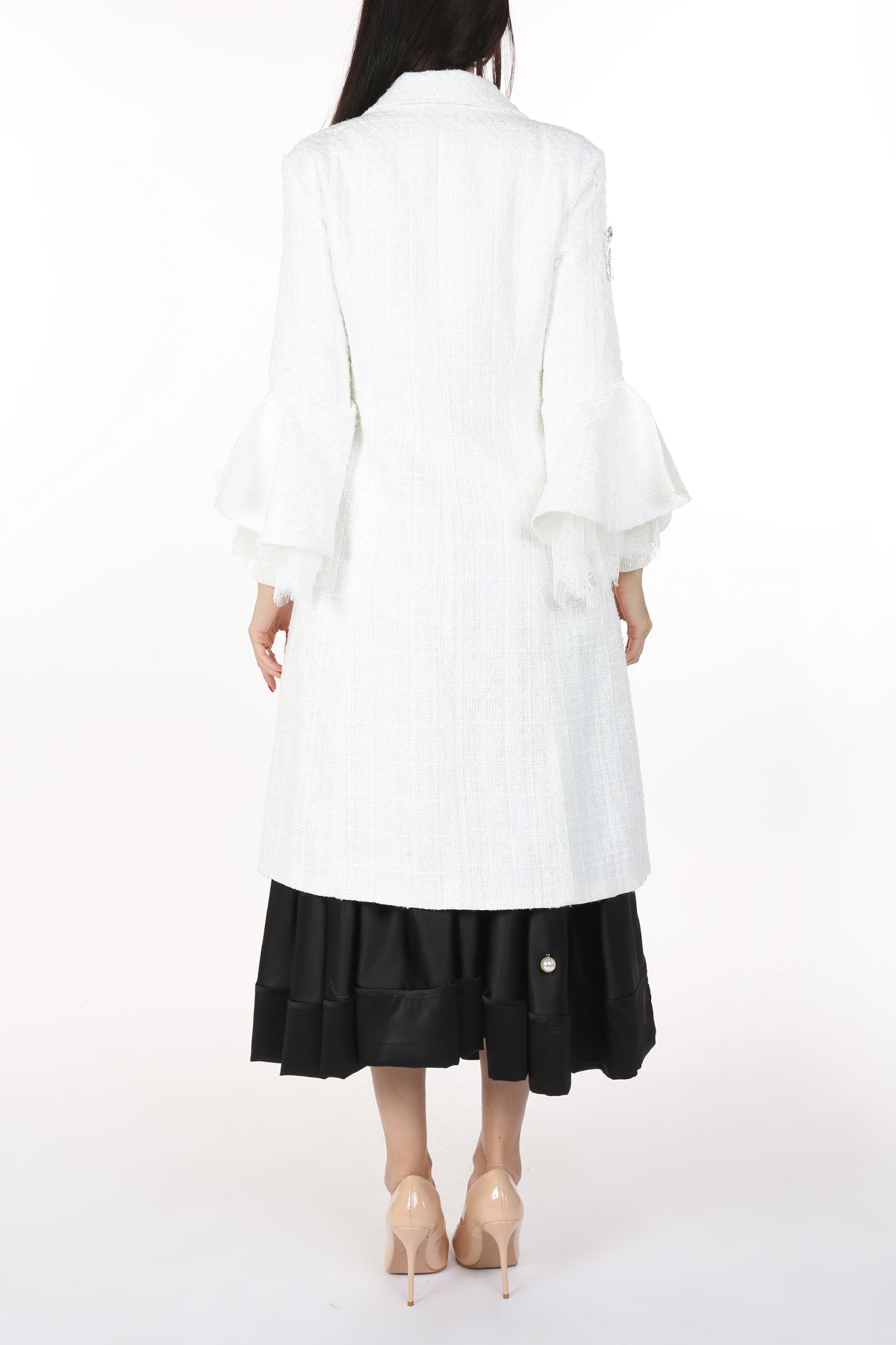 Yani Lace Cuffs & Embellished Collared Midi Coat - Shop Beulah Style