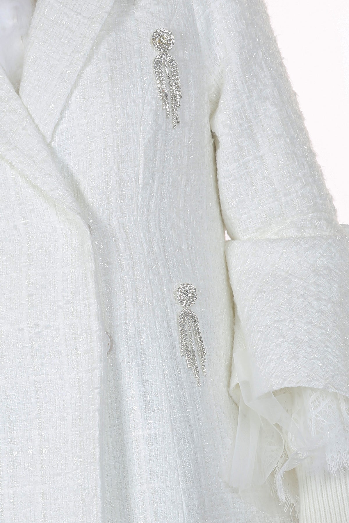 Yani Lace Cuffs & Embellished Collared Midi Coat - Shop Beulah Style