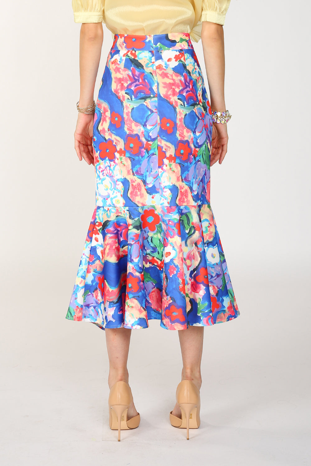 Alani Paint Printed Asymmetric Pencil Flare Skirt | Shop Beulah Style