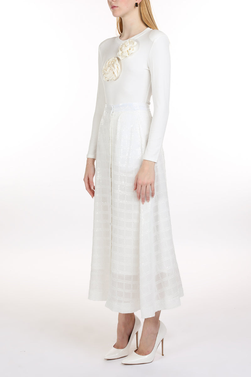 Alena 3D Floral Embellished Bodysuit & Sequin Skirt Set - Shop Beulah Style