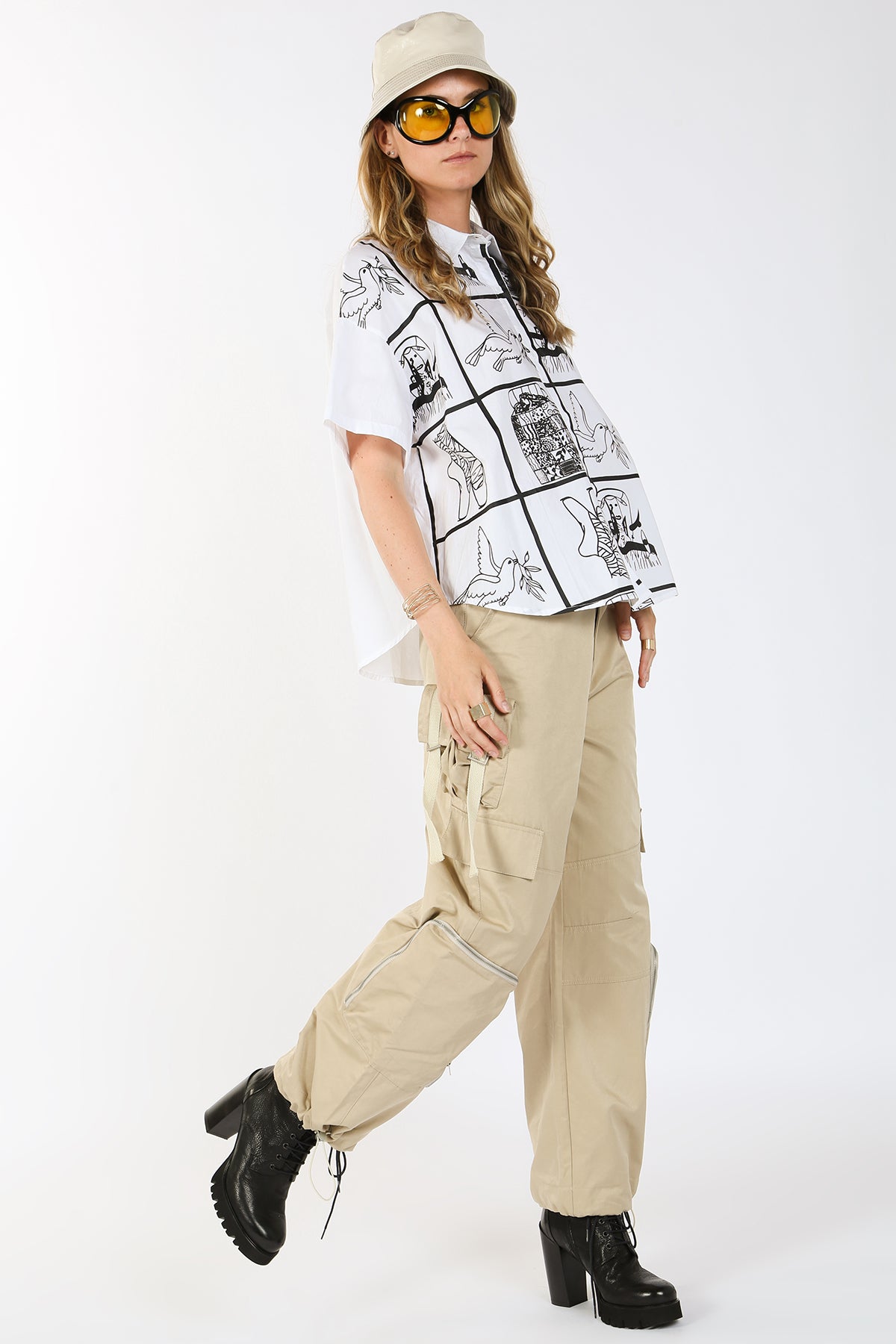 Palmer Strap Detail Cargo Baggy Pants - Shop Beulah Style
