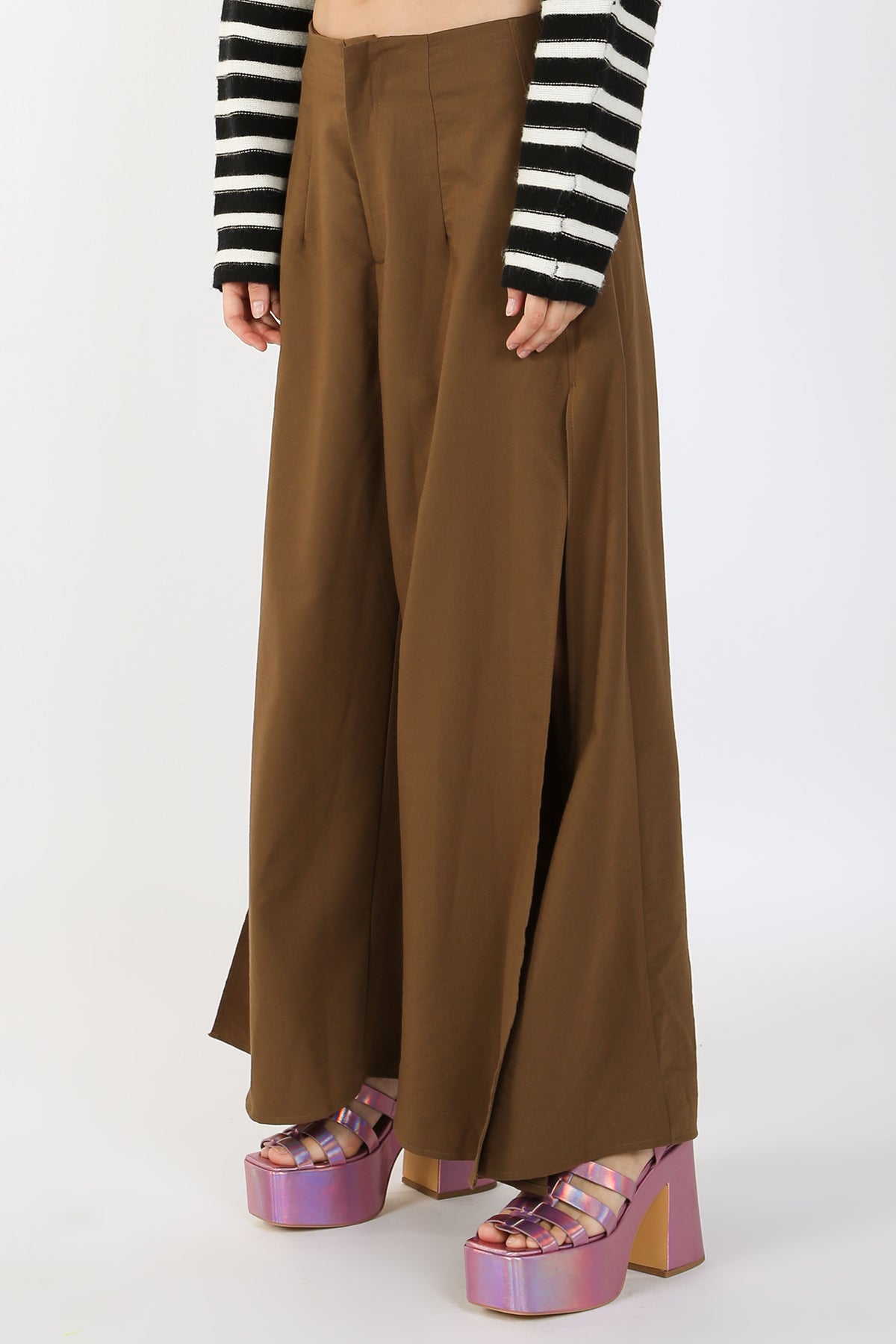 High-Waisted Side Slit Wide Maxi Pants - Shop Beulah Style
