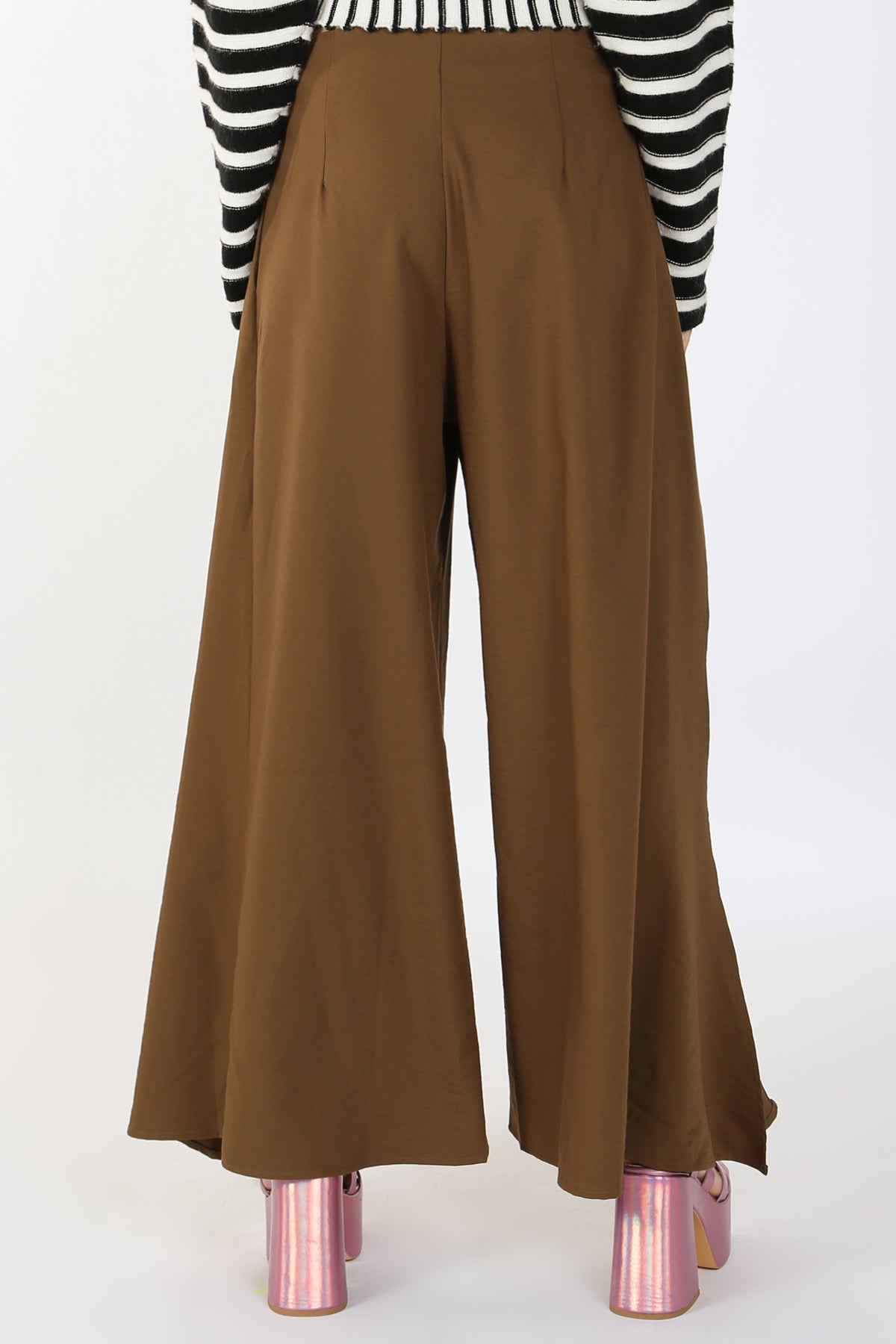 High-Waisted Side Slit Wide Maxi Pants - Shop Beulah Style