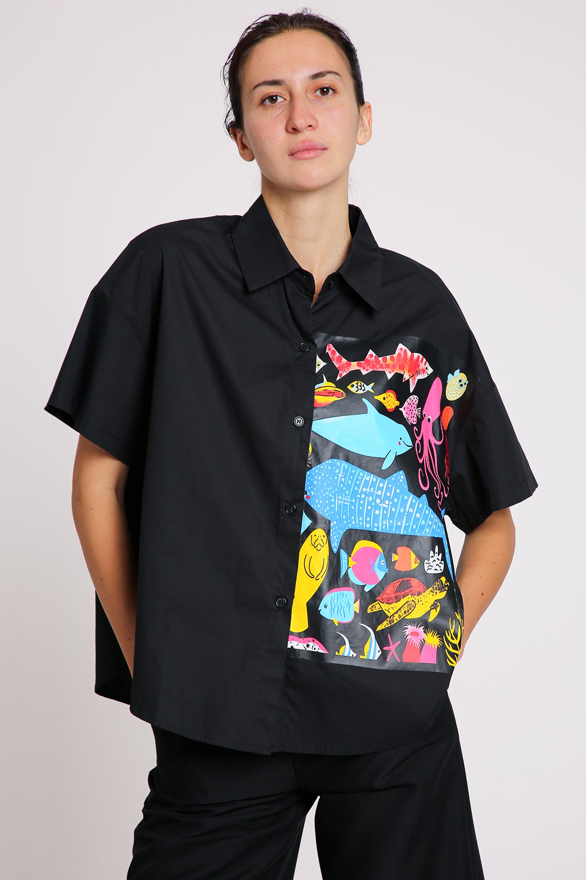 Brynn Tropical Ocean Printed Cotton Shirt - Shop Beulah Style