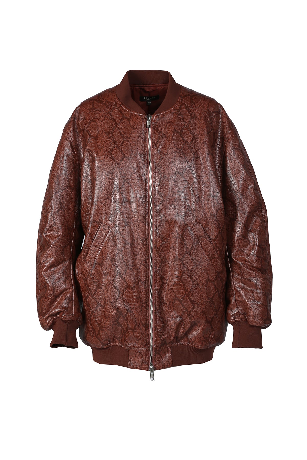 Pierce Snake Patterned Pleather Bomber Jacket - Shop Beulah Style