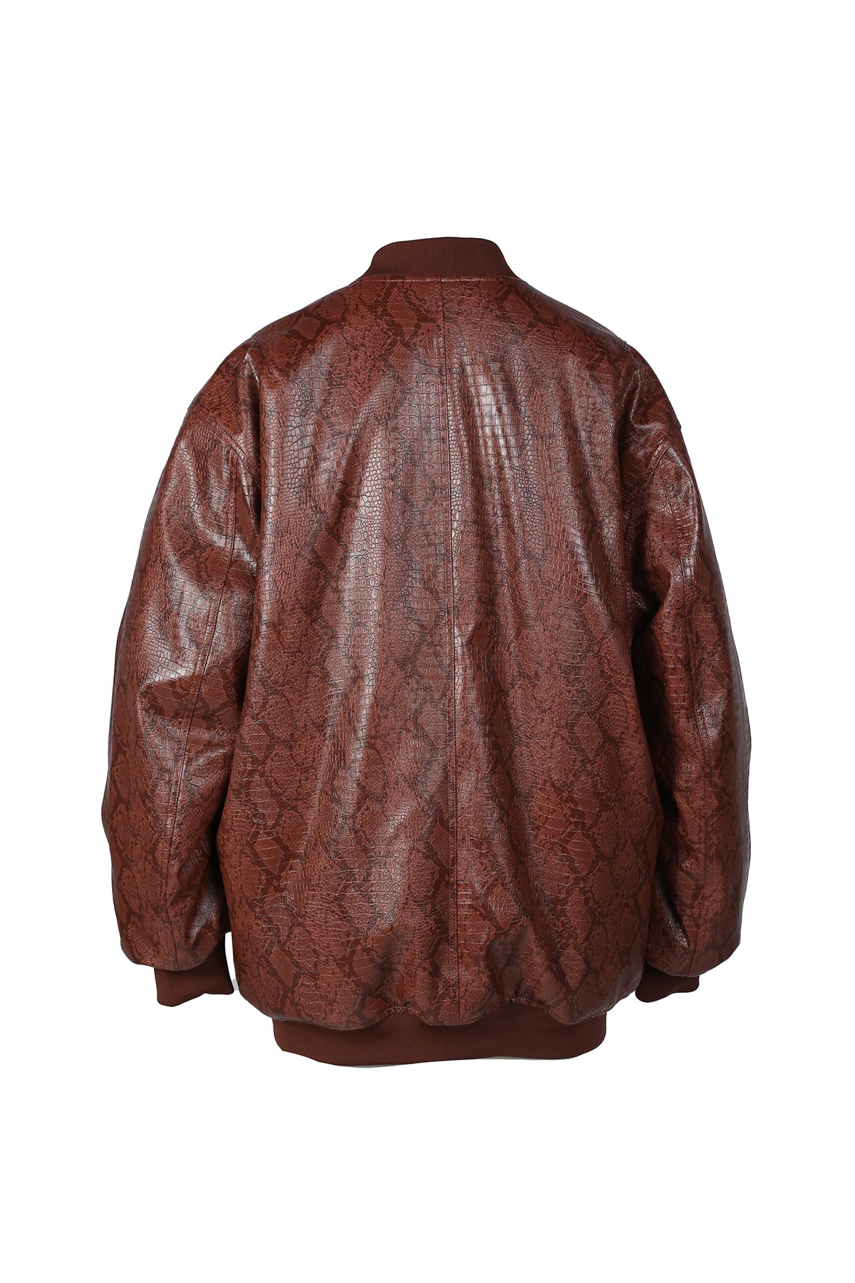 Pierce Snake Patterned Pleather Bomber Jacket - Shop Beulah Style