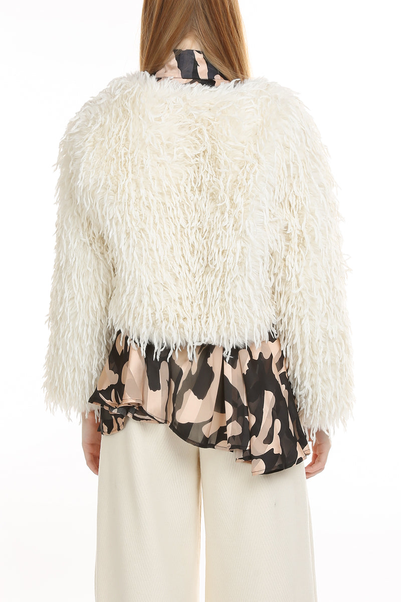 Gracie Fuzzy Fur Crop Open Jacket - Shop Beulah Style