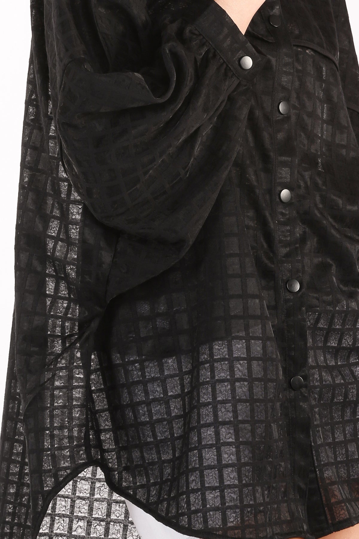 Khloe Hooded Plaid Pattern High-Low Sheer Cardigan - Shop Beulah Style