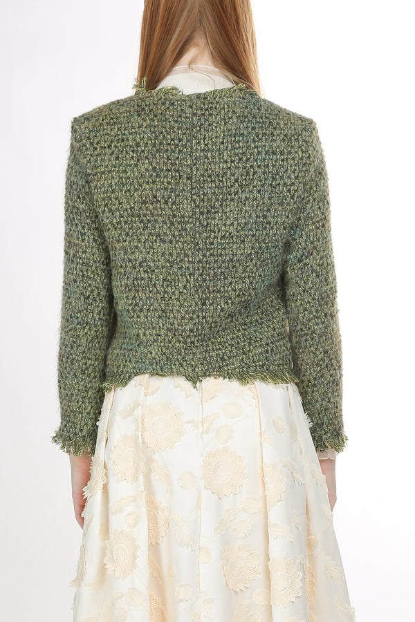 Cindy Fringed Trim Tweed Crop Jacket - Shop Beulah Style