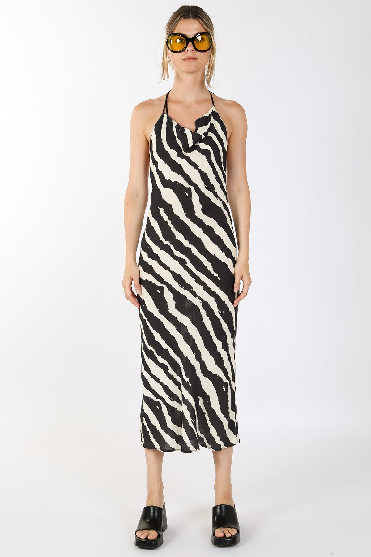 Uriel Zebra Printed Slip Maxi Dress - Shop Beulah Style