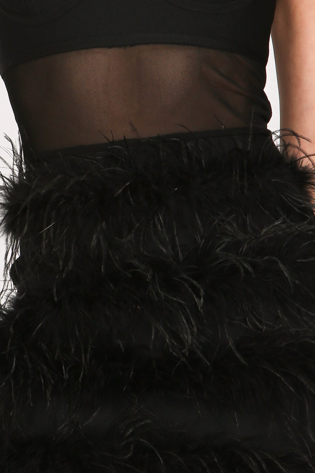 Victoria Tiered Faux Feather Pencil Slip Mini Dress - Shop Beulah Style