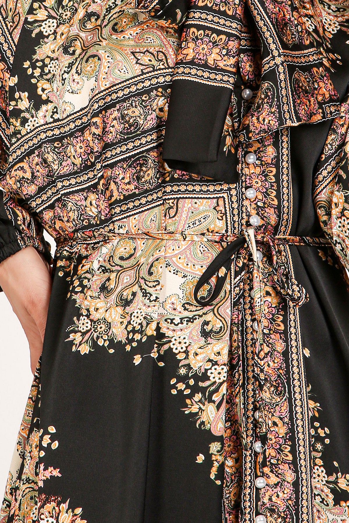 Jupiter Multi-Print Bowtie Satin Midi Dress - Shop Beulah Style