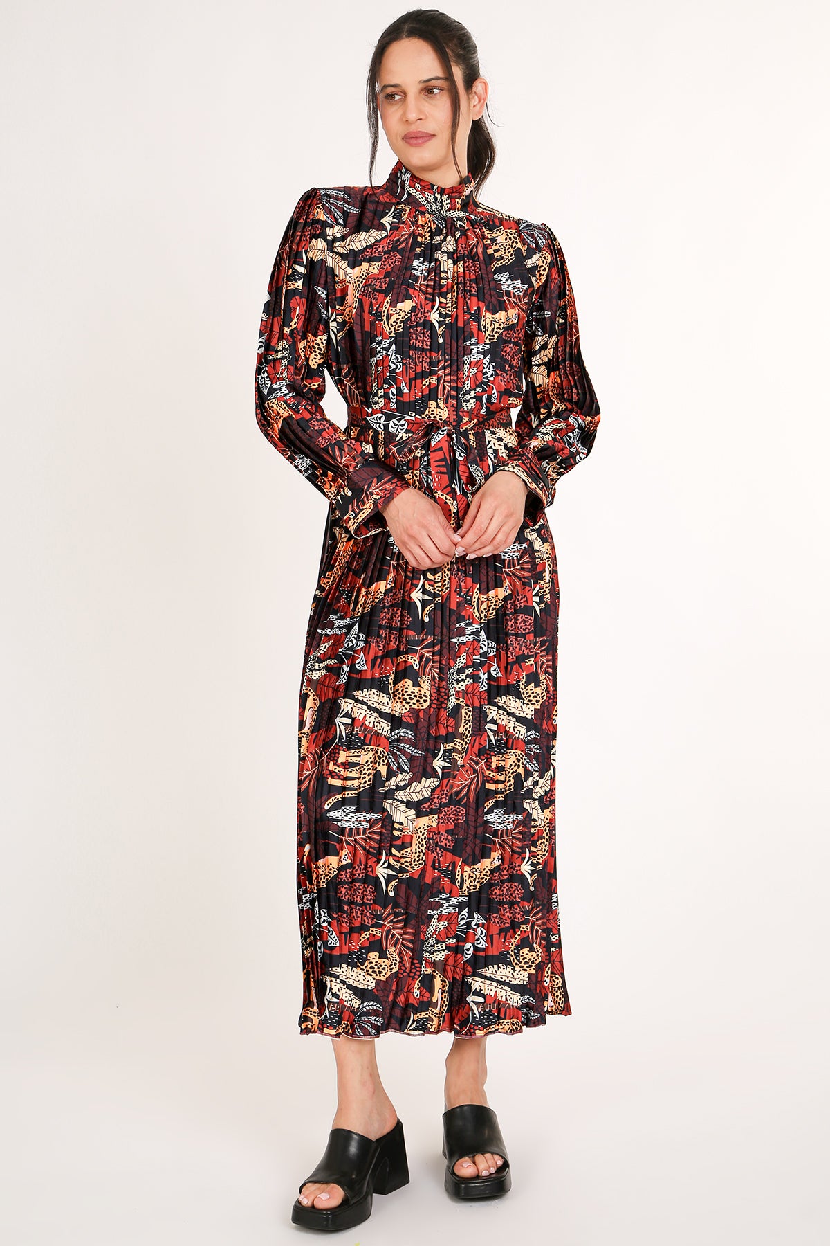 Rick Multi-Printed Print Pleated Maxi Dress - Shop Beulah Style