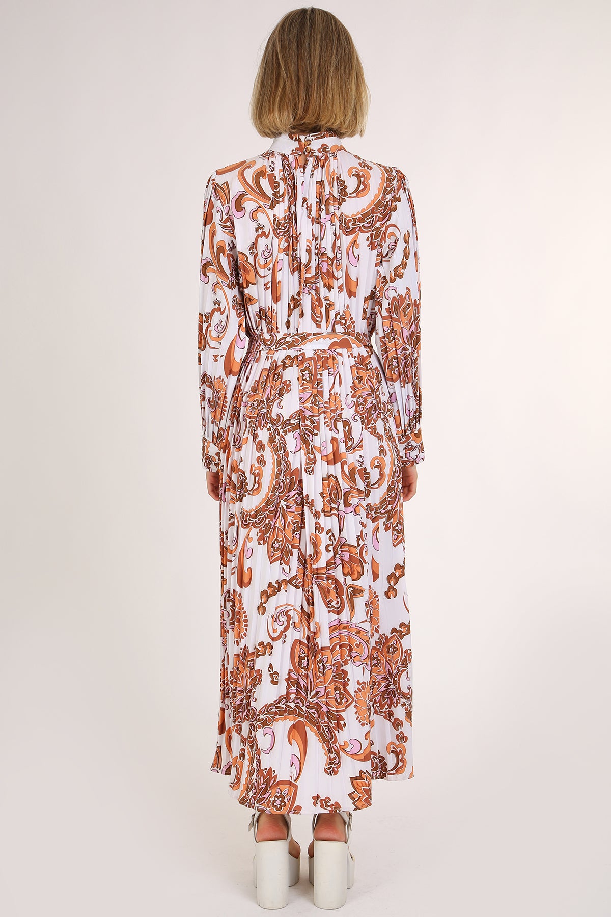 Shirley Floral Paisley Print Pleated Midi Dress - Shop Beulah Style
