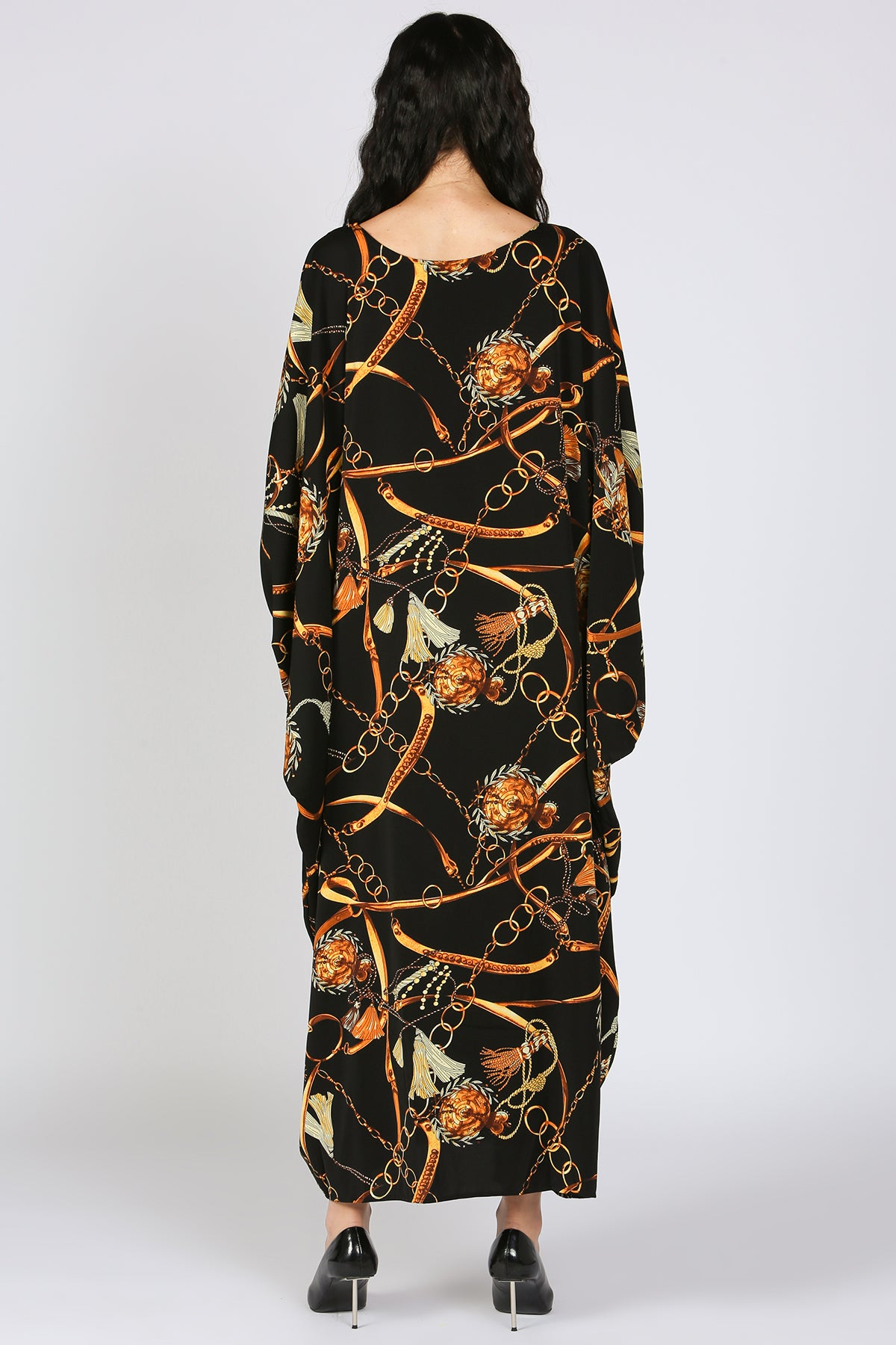 Jana Gold Printed Poncho Style Maxi Dress - Shop Beulah Style