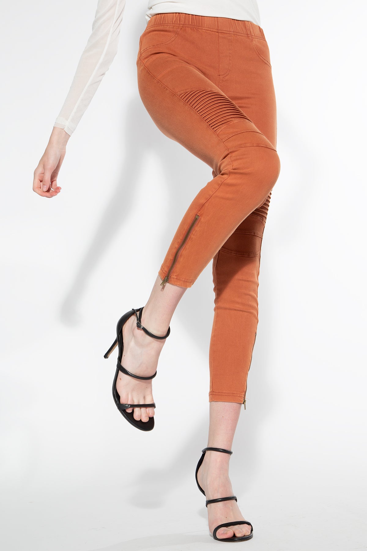 Moto Jeggings - Brick - Shop Beulah Style
