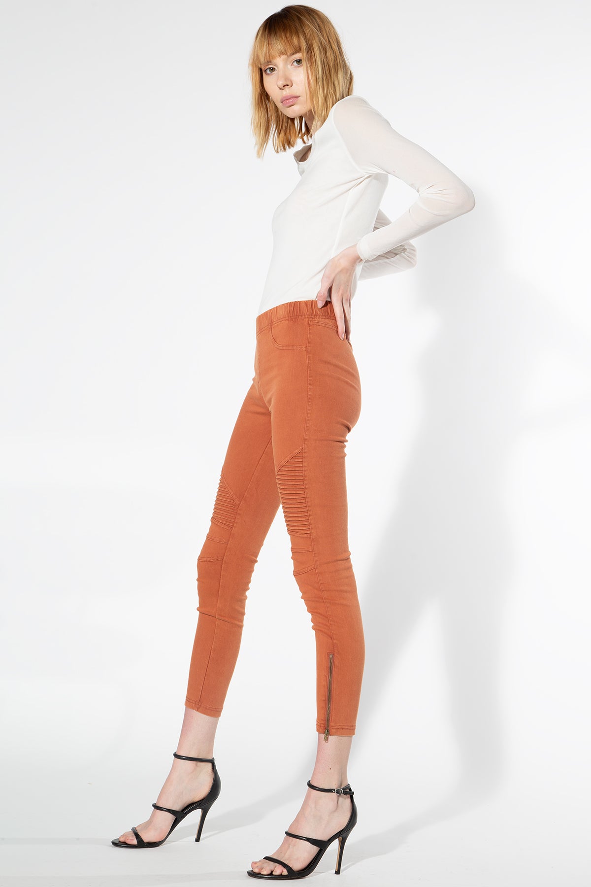 Moto Jeggings - Brick - Shop Beulah Style