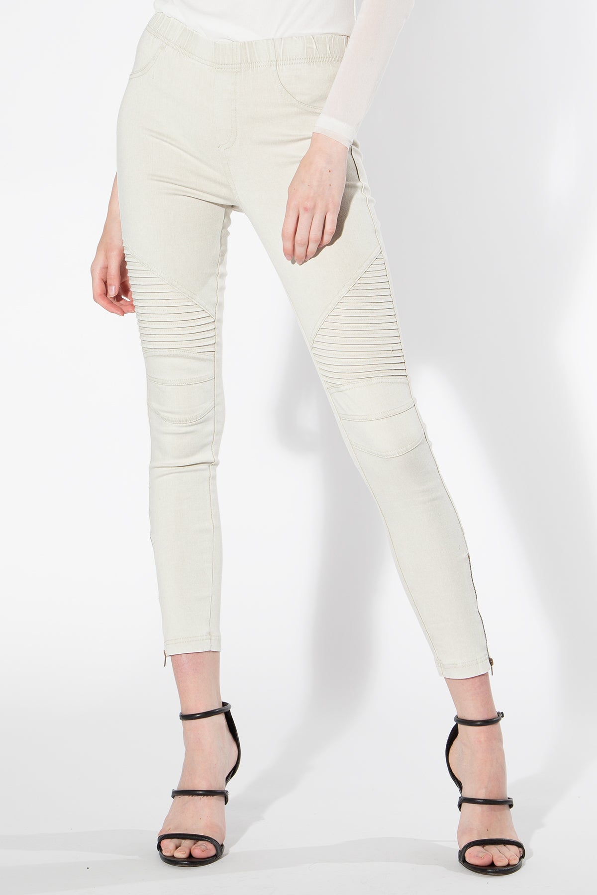 Moto Jeggings - Light Grey - Shop Beulah Style