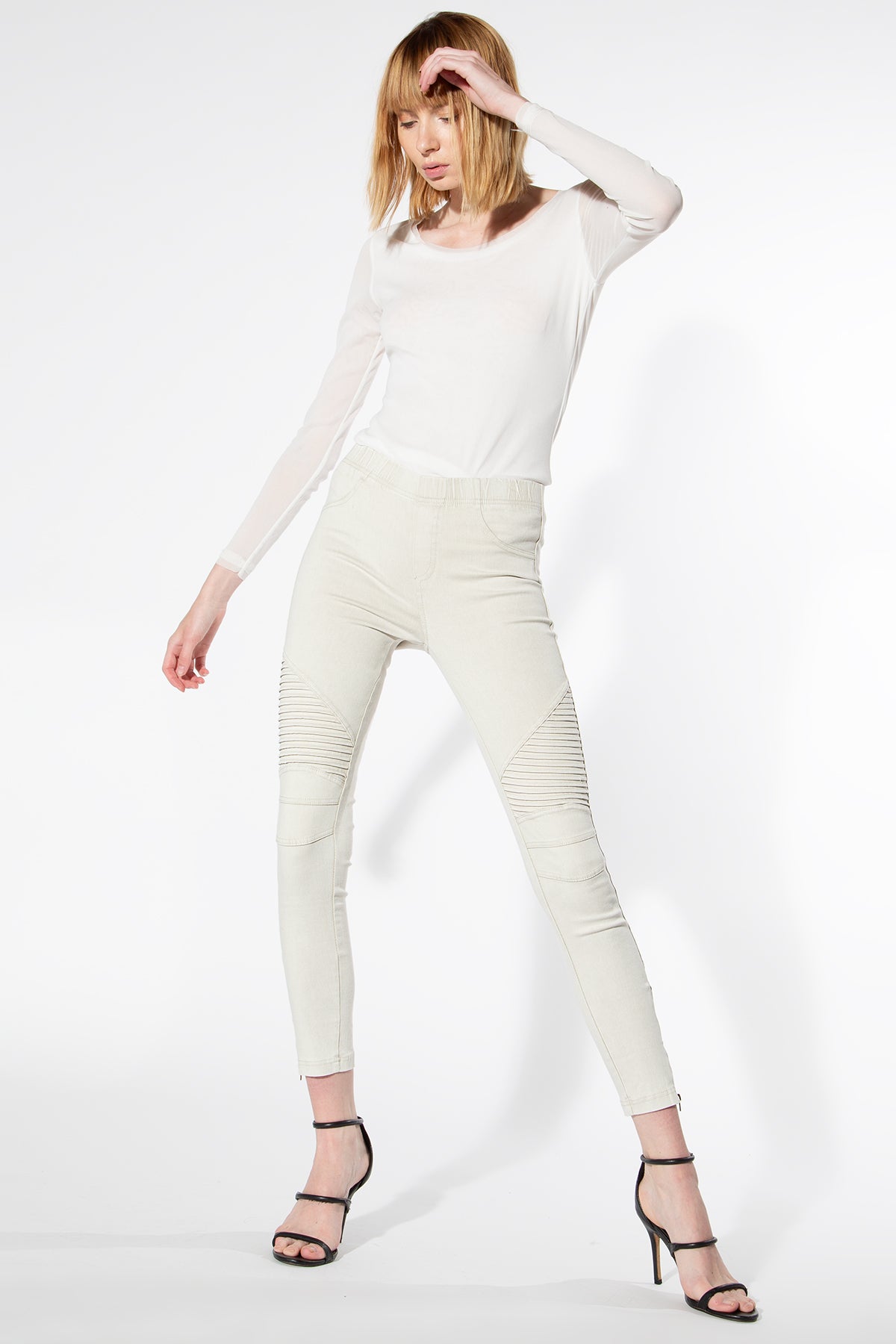 Moto Jeggings - Light Grey - Shop Beulah Style