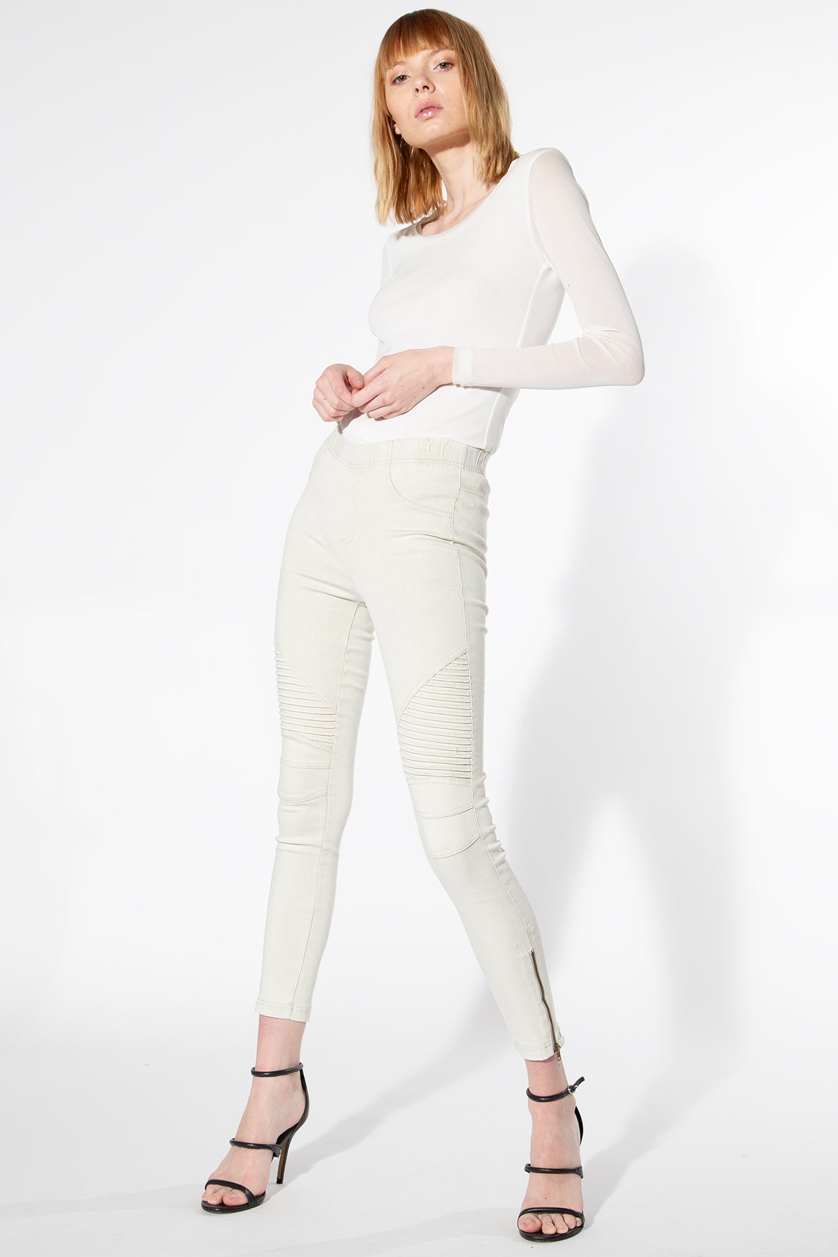 Moto Jeggings - Light Grey - Shop Beulah Style