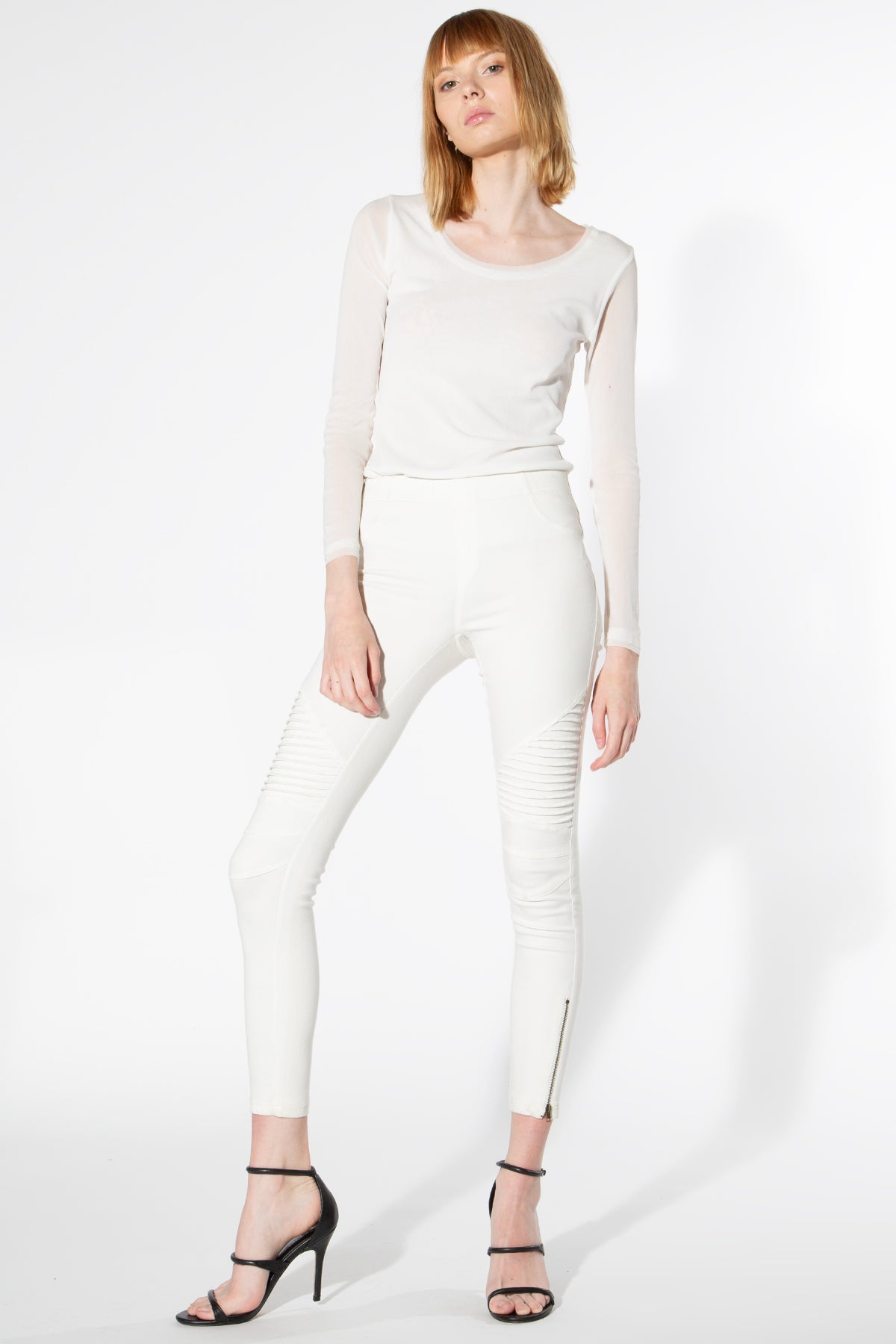 Moto Jeggings - Off White - Shop Beulah Style