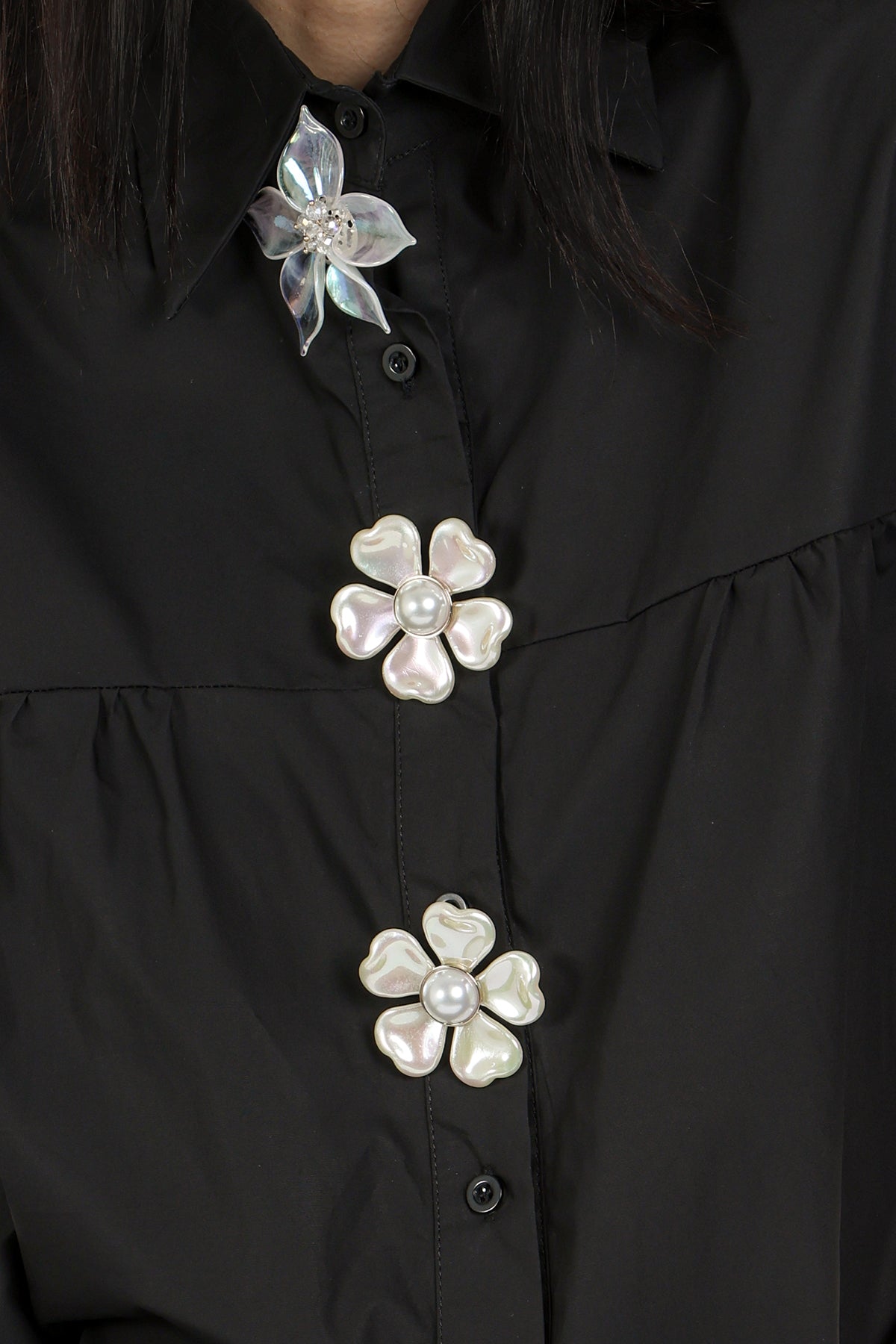 Alice Multi-Floral Applique Puff Smocked Blouse
