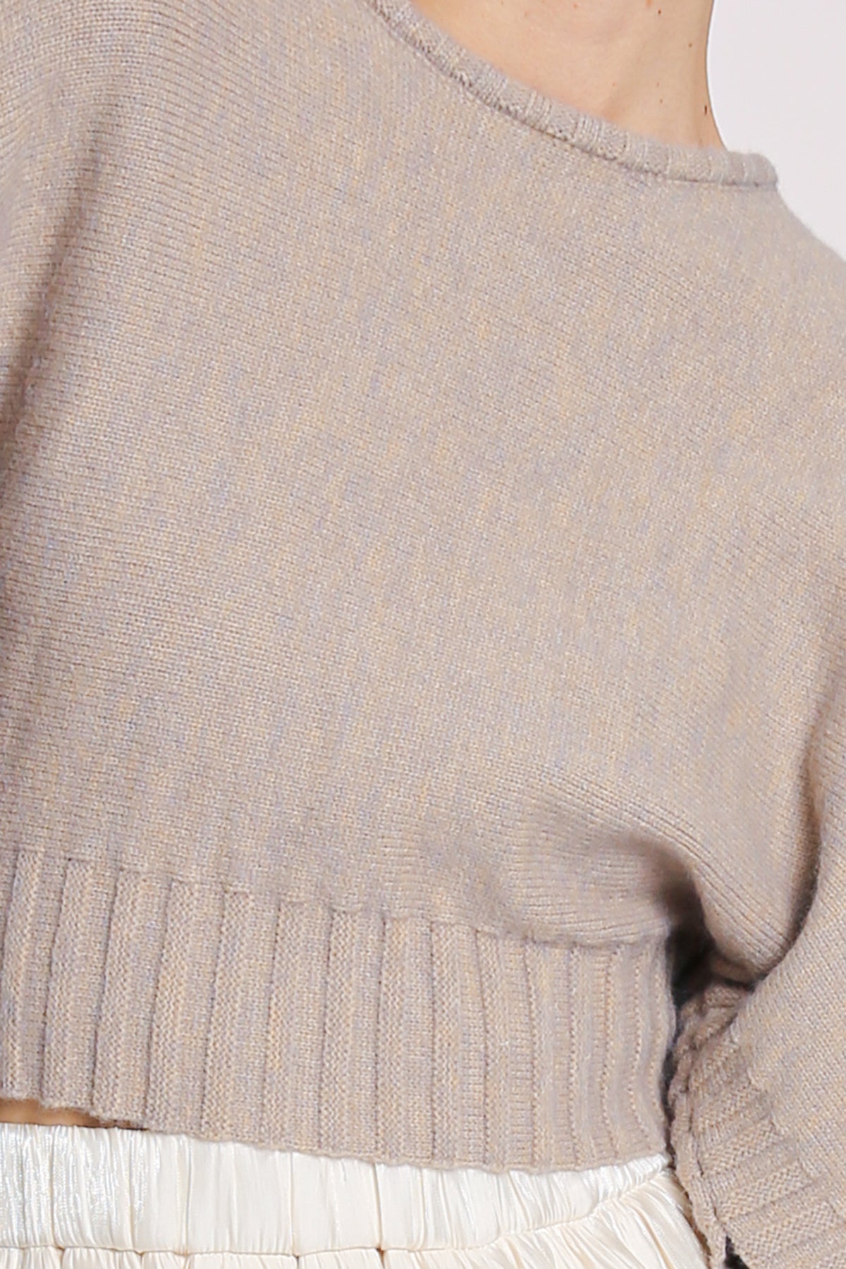 Ariel Ribbed High Gauge Knit Crop Cape Sweater