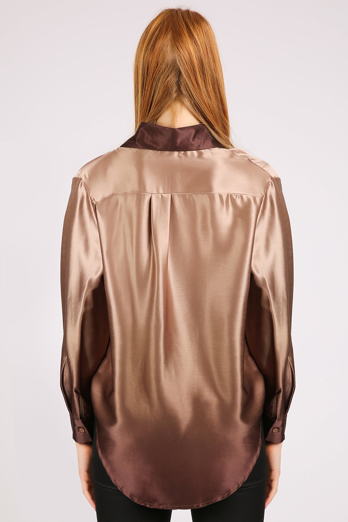 Greta Floral Cross Beaded Glossy Satin Shirt