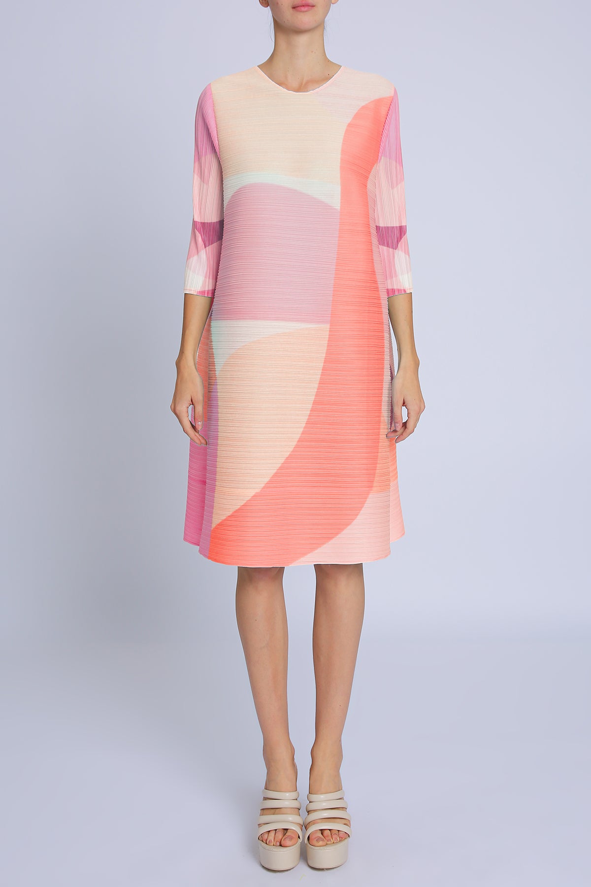 Brooklyn Modern Geometric Printed Pleat Midi Dress - Shop Beulah Style