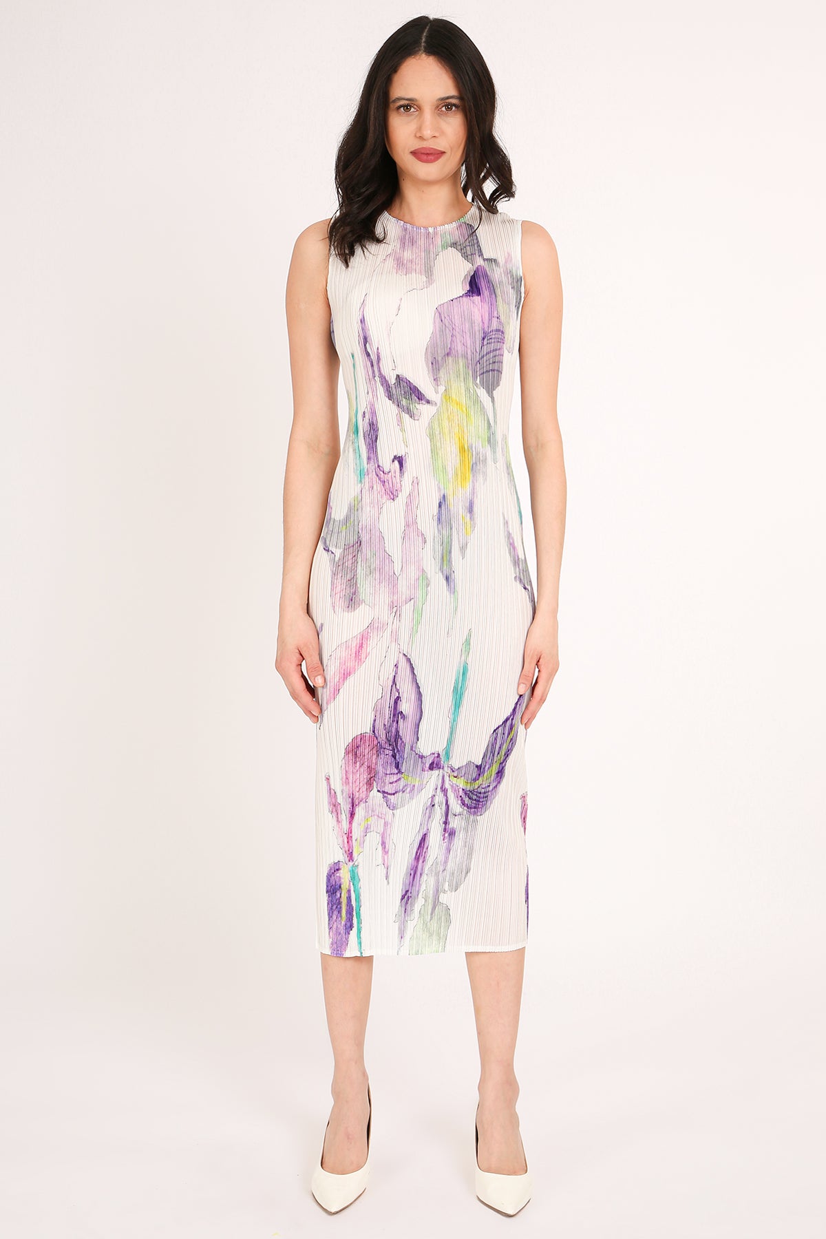 Brooke Floral Printed Pleat Sleeveless Midi Dress - Shop Beulah Style