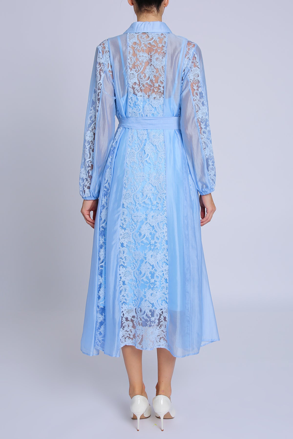 Allure Lined Floral Embroidered Lace on Sheer Midi Dress - Shop Beulah Style