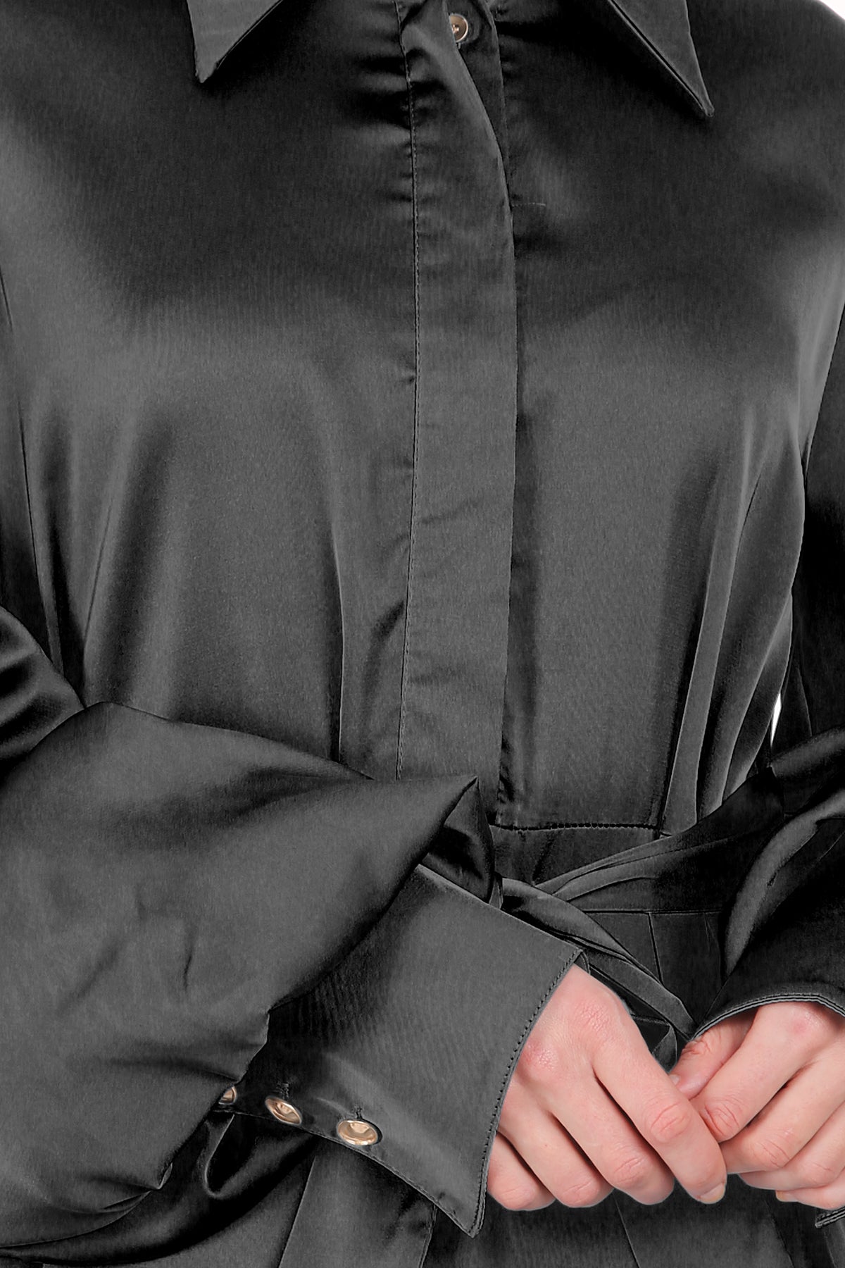 Kas Satin Belted Asymmetrical Hi-Low Hem Maxi Dress - Shop Beulah Style