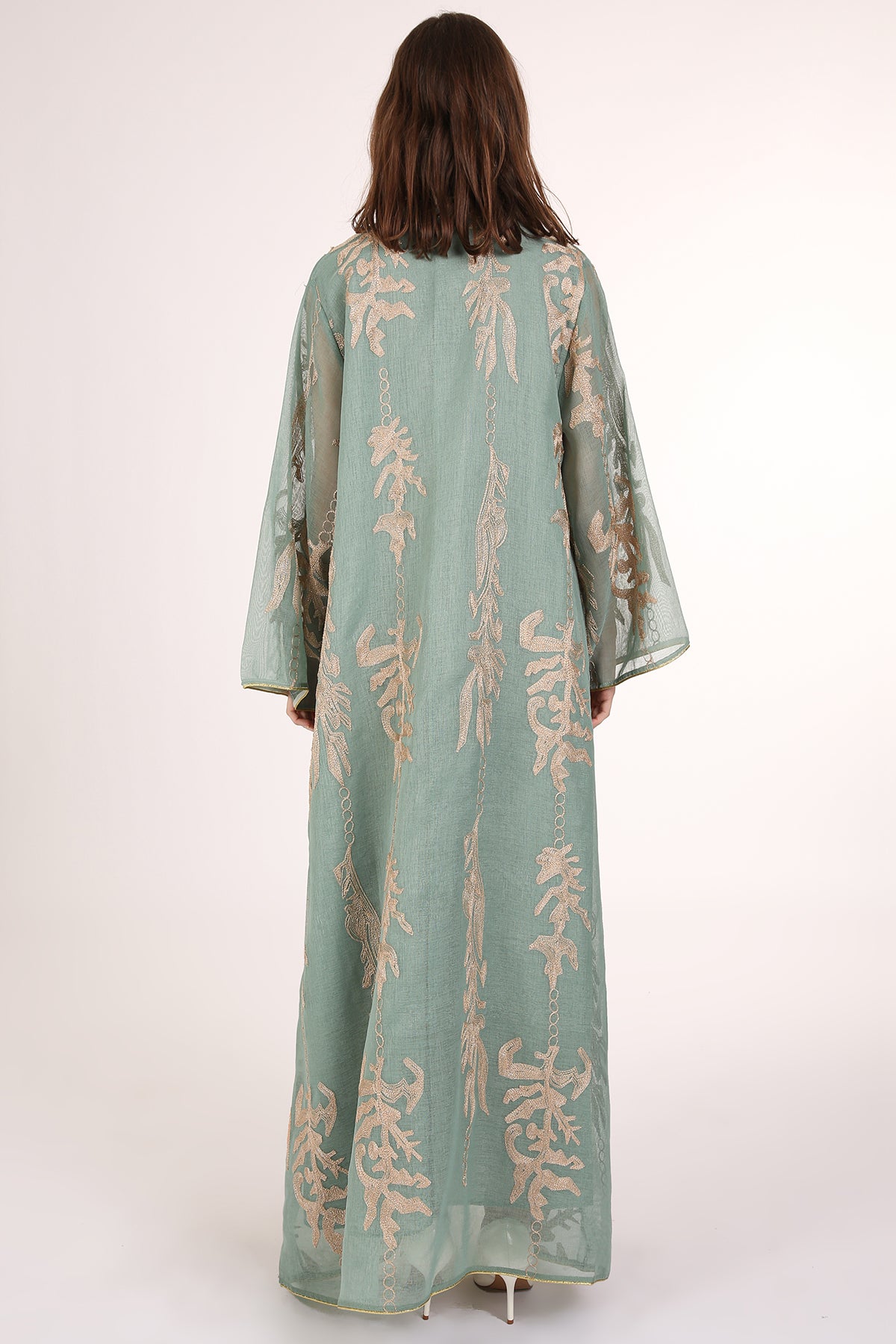 Jane Sequined Floral Embroidered Linen Gauze Maxi Dress