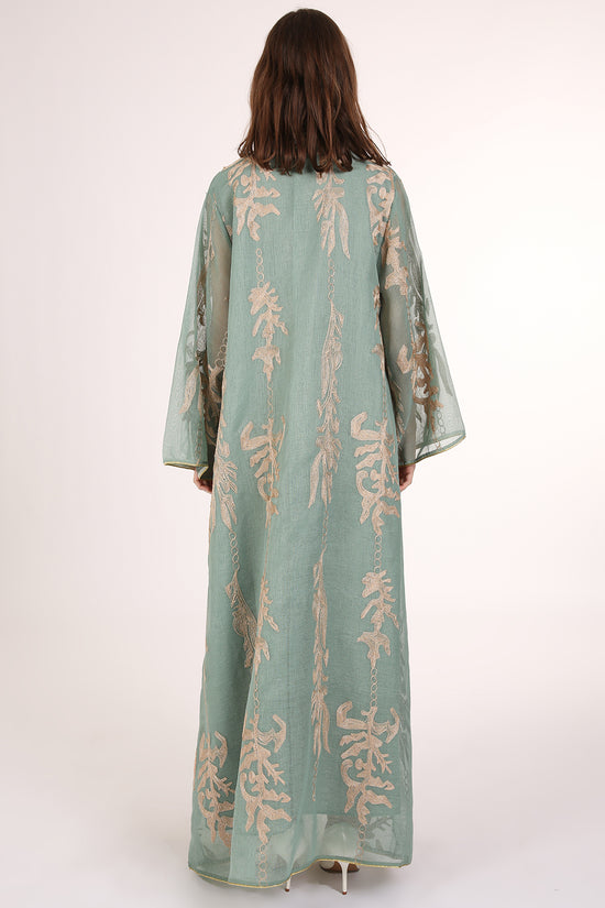 Jane Sequined Floral Embroidered Linen Gauze Maxi Dress